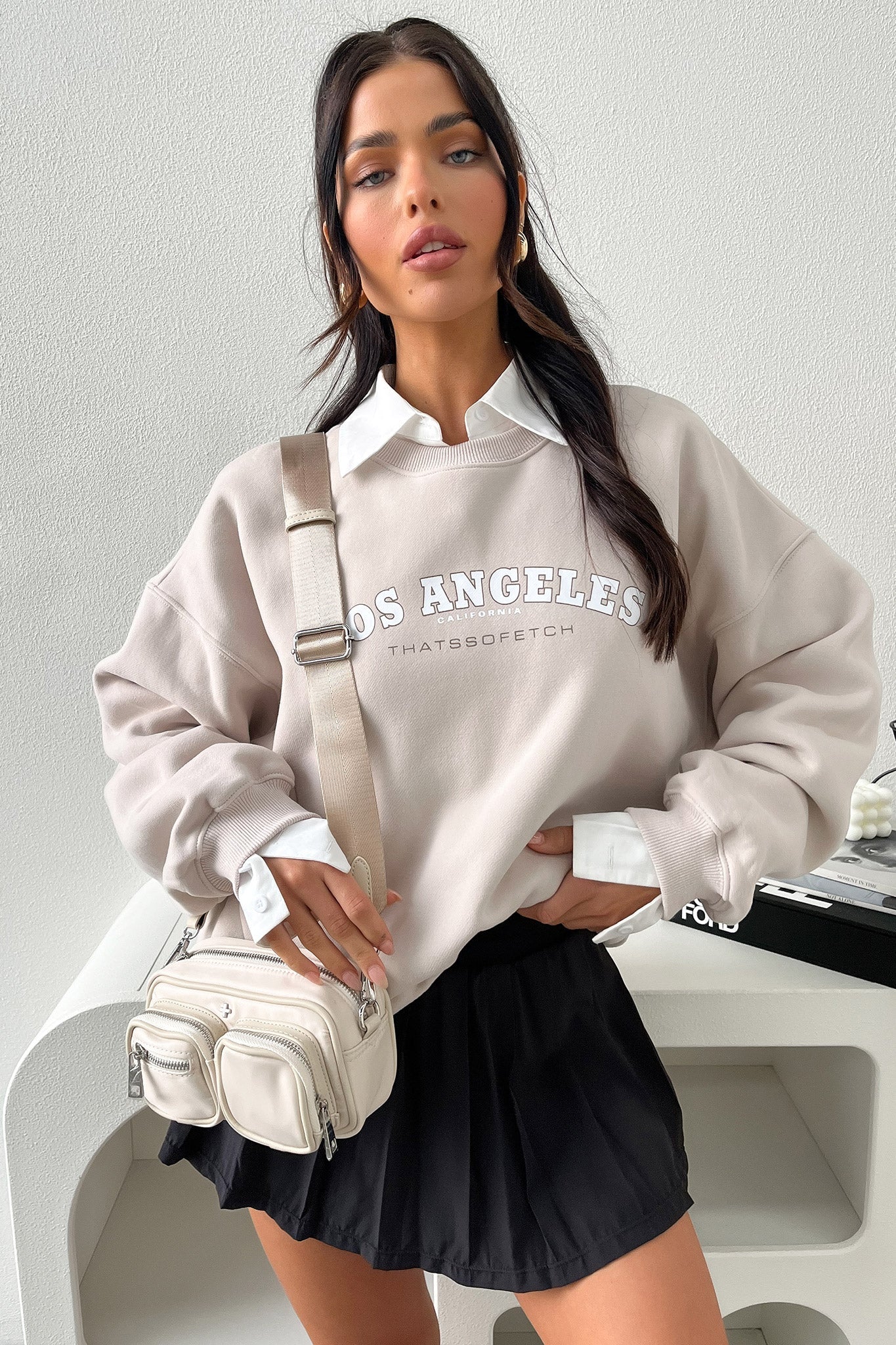 Los Angeles Crewneck - Bone - EHAORUI