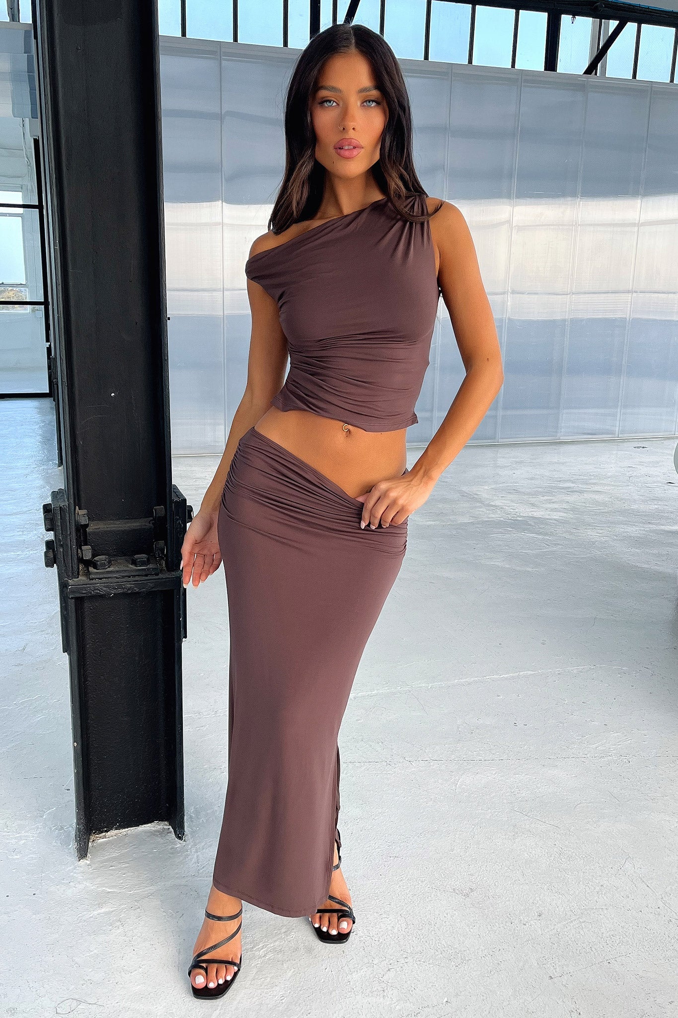 Vamika Maxi Skirt - Brown - EHAORUI