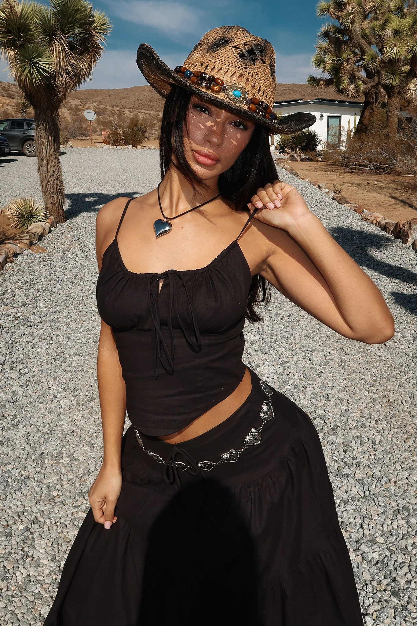 Barbados Linen Top - Black - EHAORUI