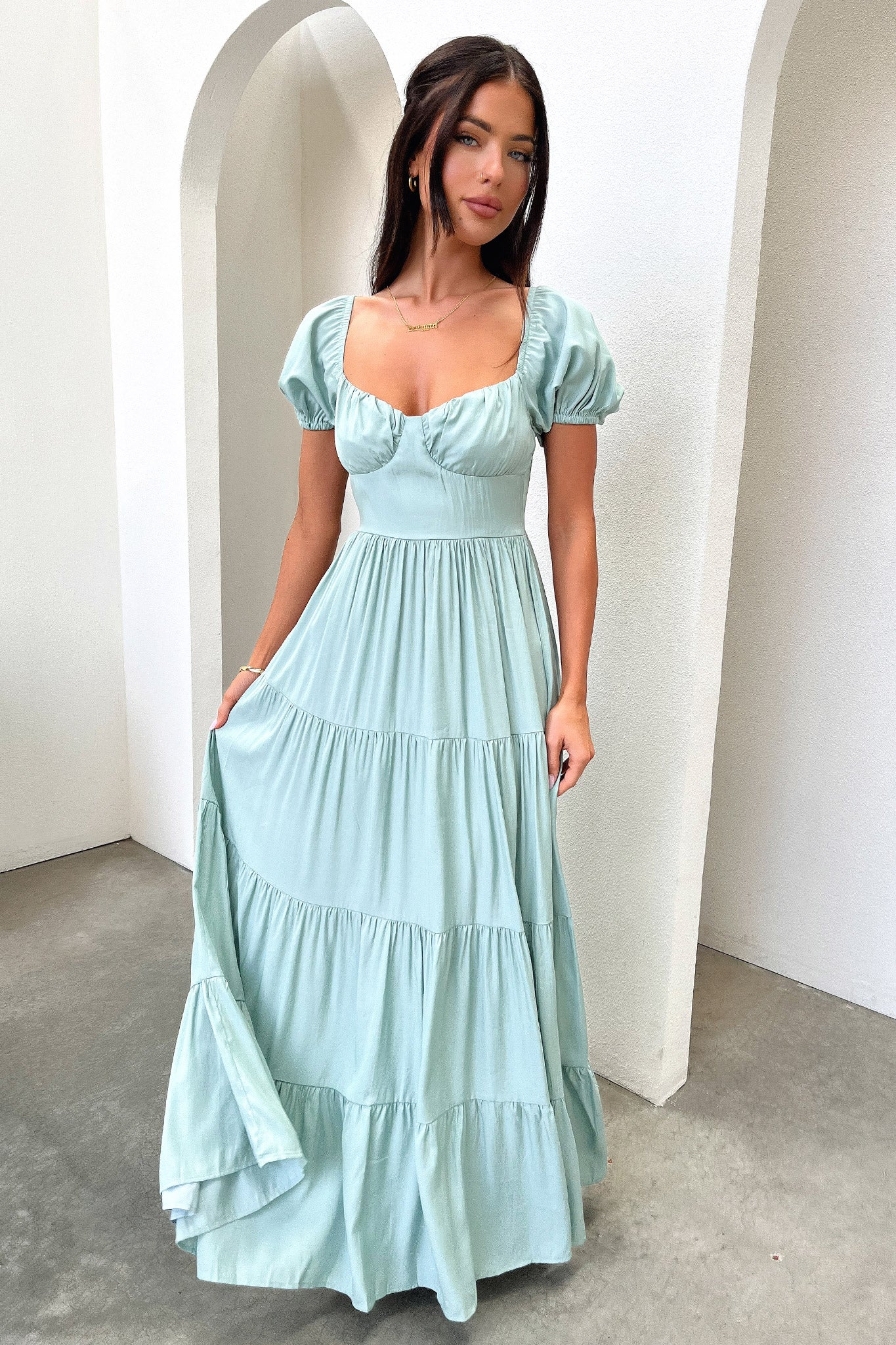Levona Maxi Dress - Sage - EHAORUI
