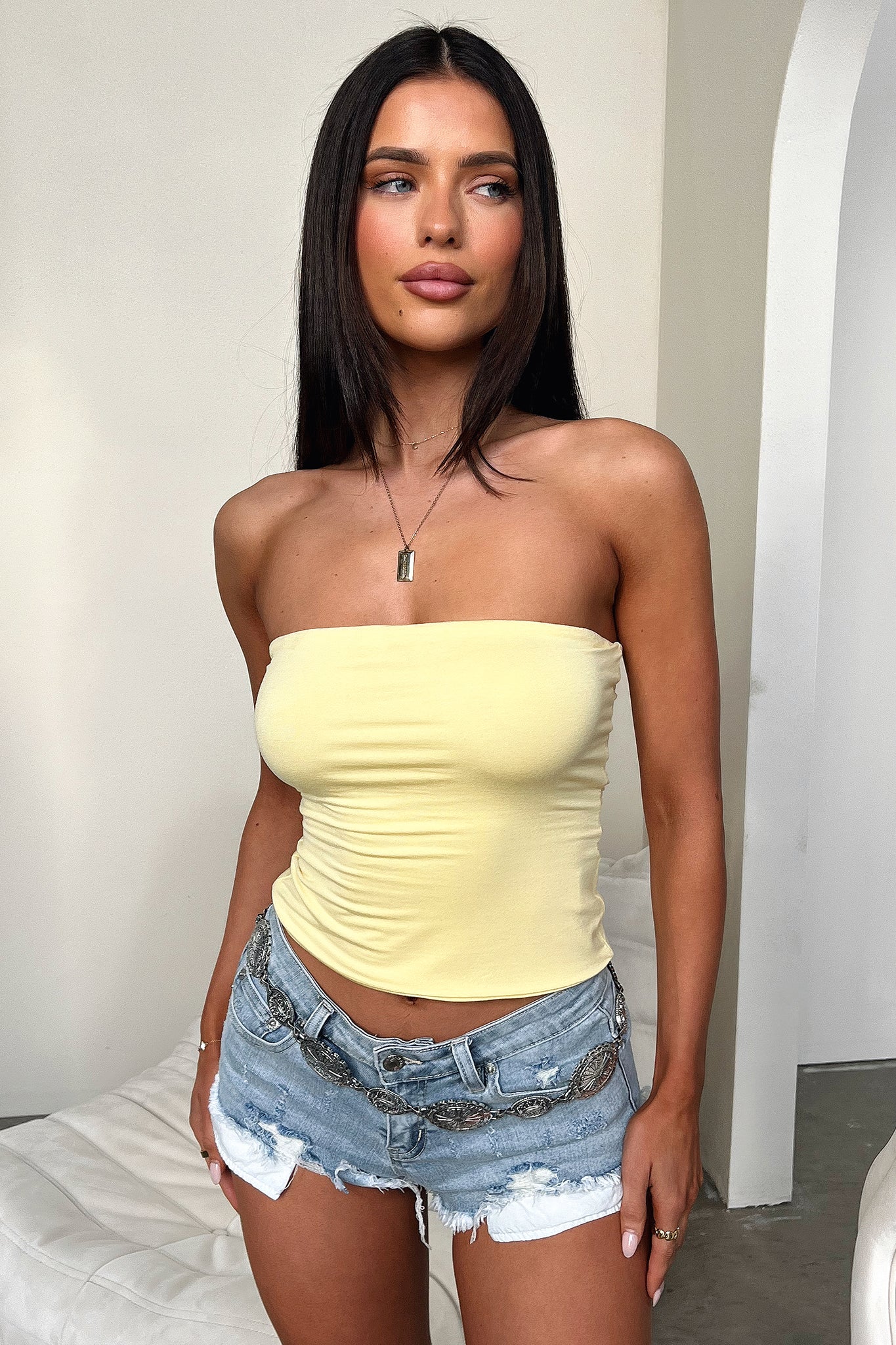 Myah Bandeau Top - Yellow - EHAORUI