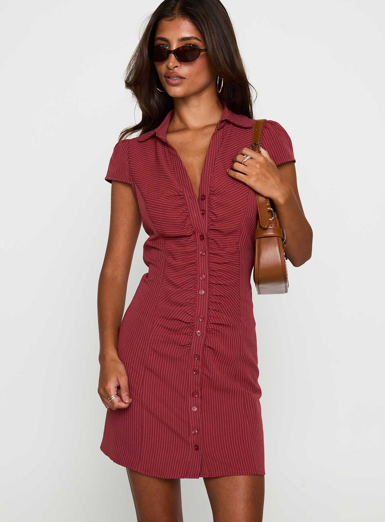 Arianwyn Mini Dress Burgundy - EHAORUI