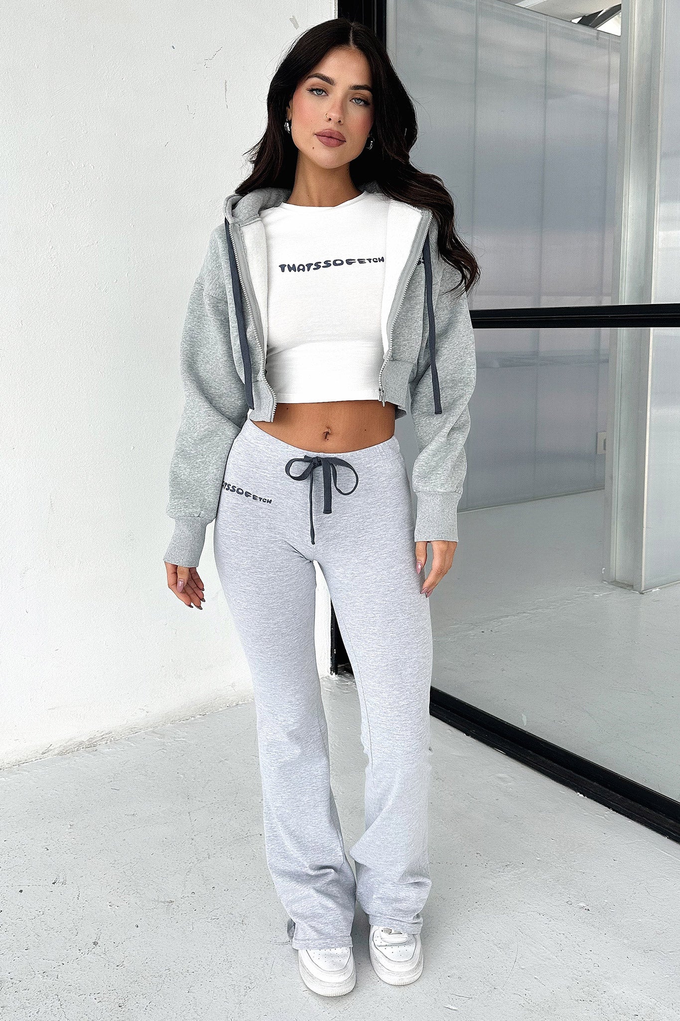 Bamba Cropped Jacket - Grey - EHAORUI