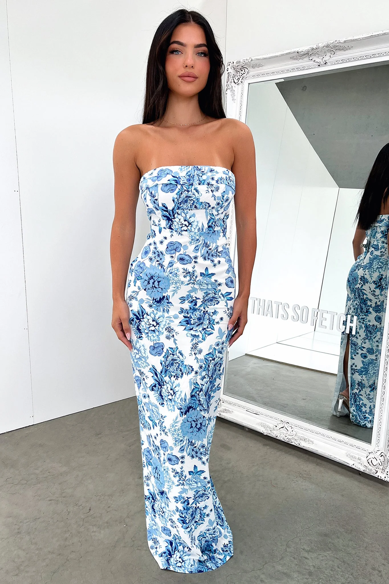 Charms Maxi Dress - Blue Floral - EHAORUI