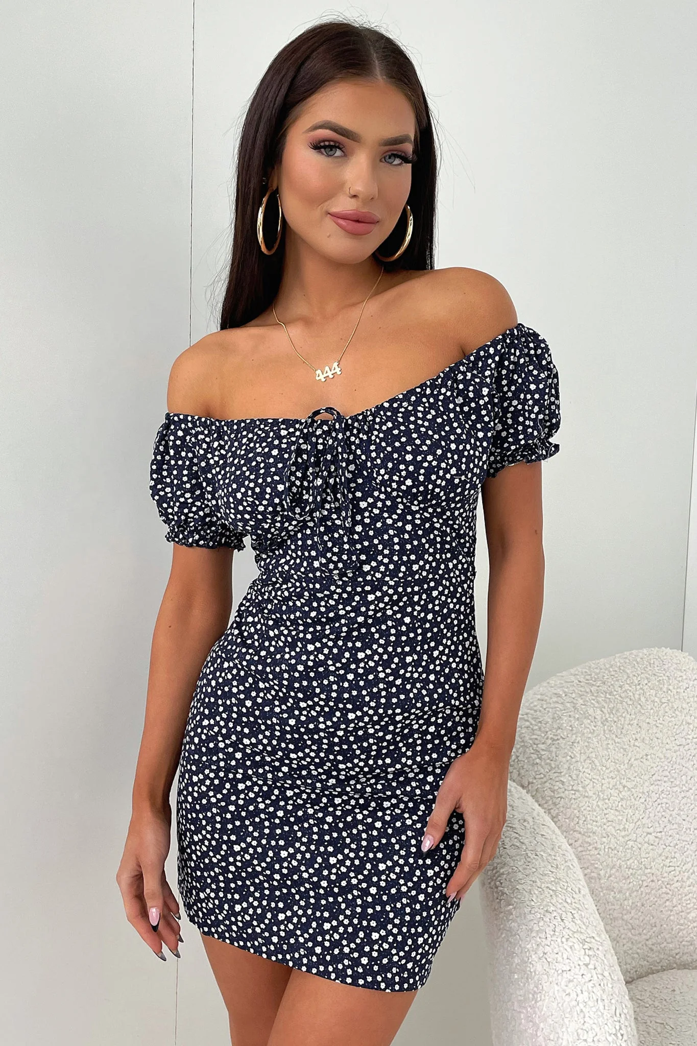 Alma Dress - Navy Floral - EHAORUI