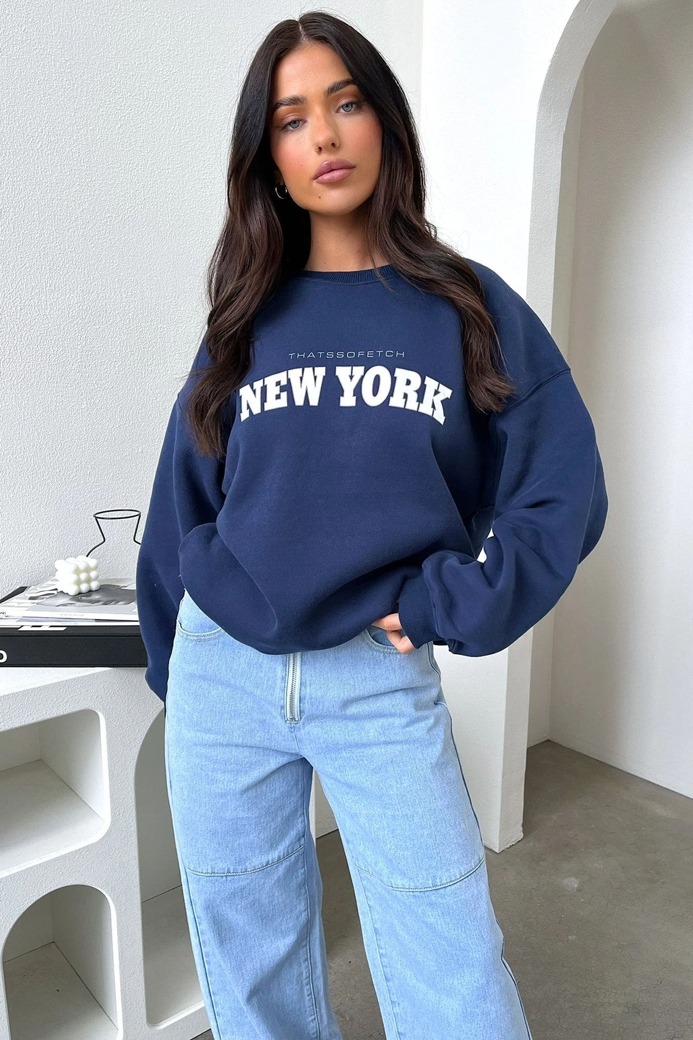 New York Crewneck - Navy - EHAORUI