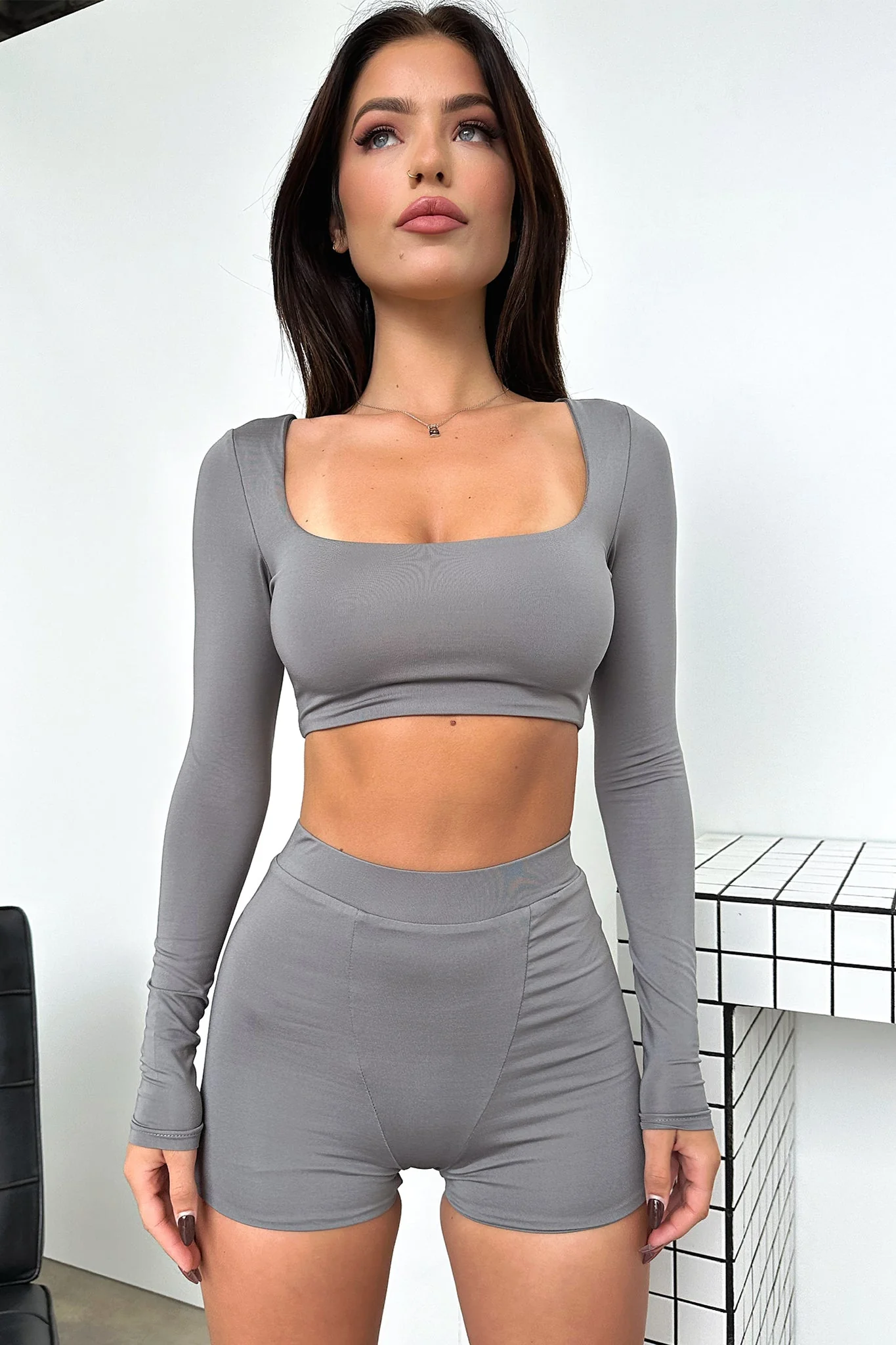 Vacay Long Sleeve - Grey - EHAORUI