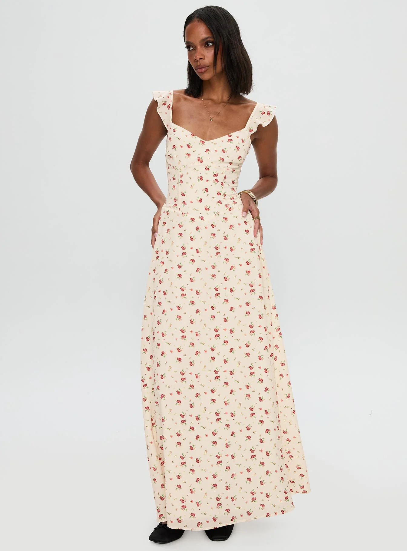 Maryana Maxi Dress Cream / Multi - EHAORUI