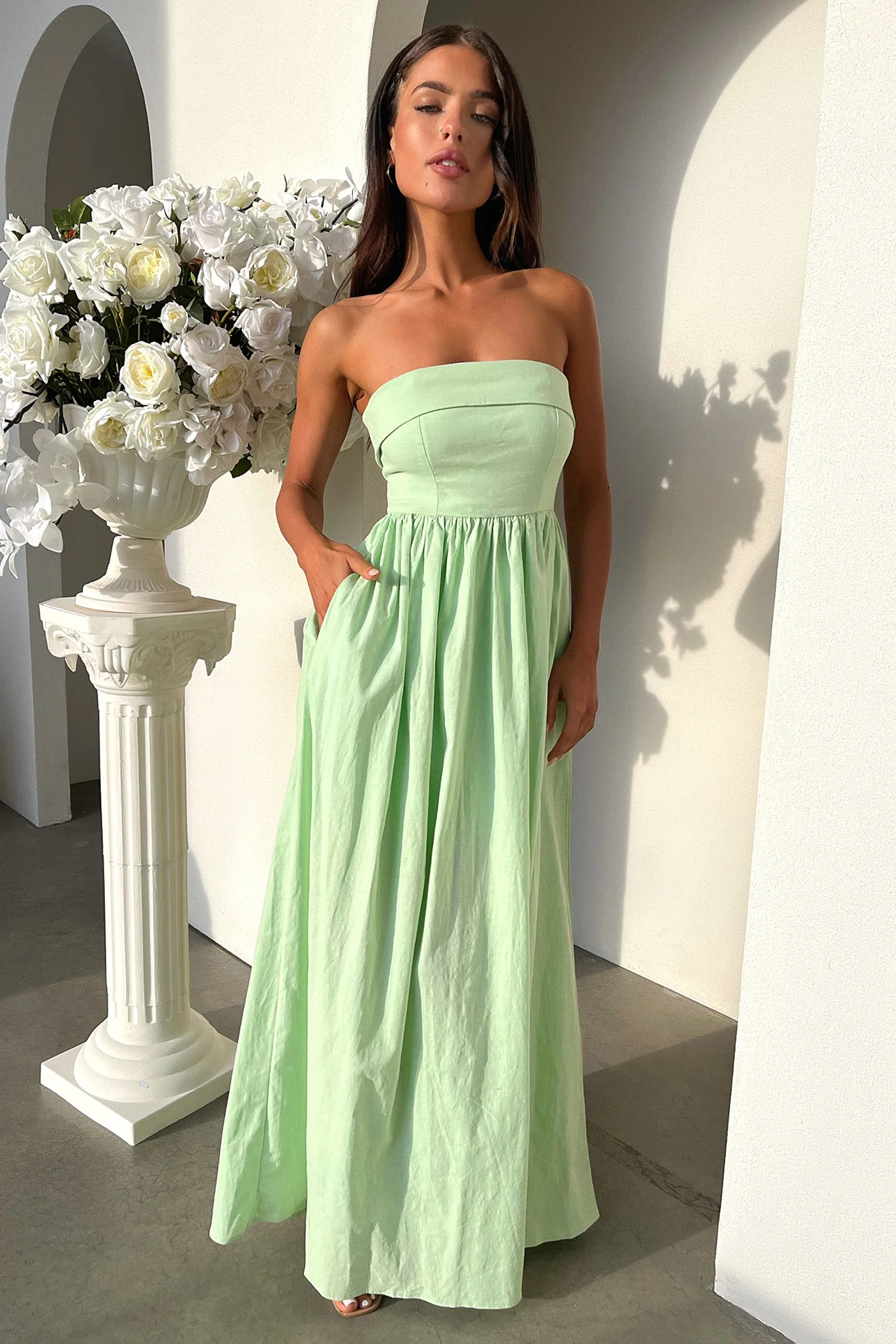 Cornell Maxi Dress - Sage - EHAORUI