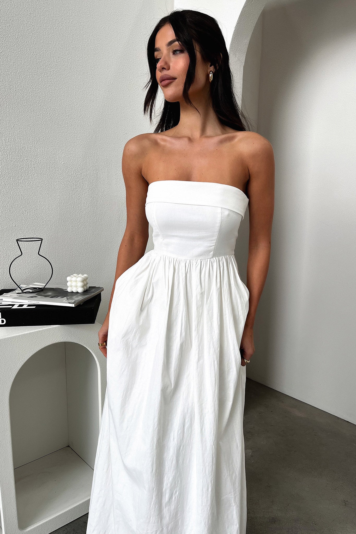 Cornell Maxi Dress - White - EHAORUI