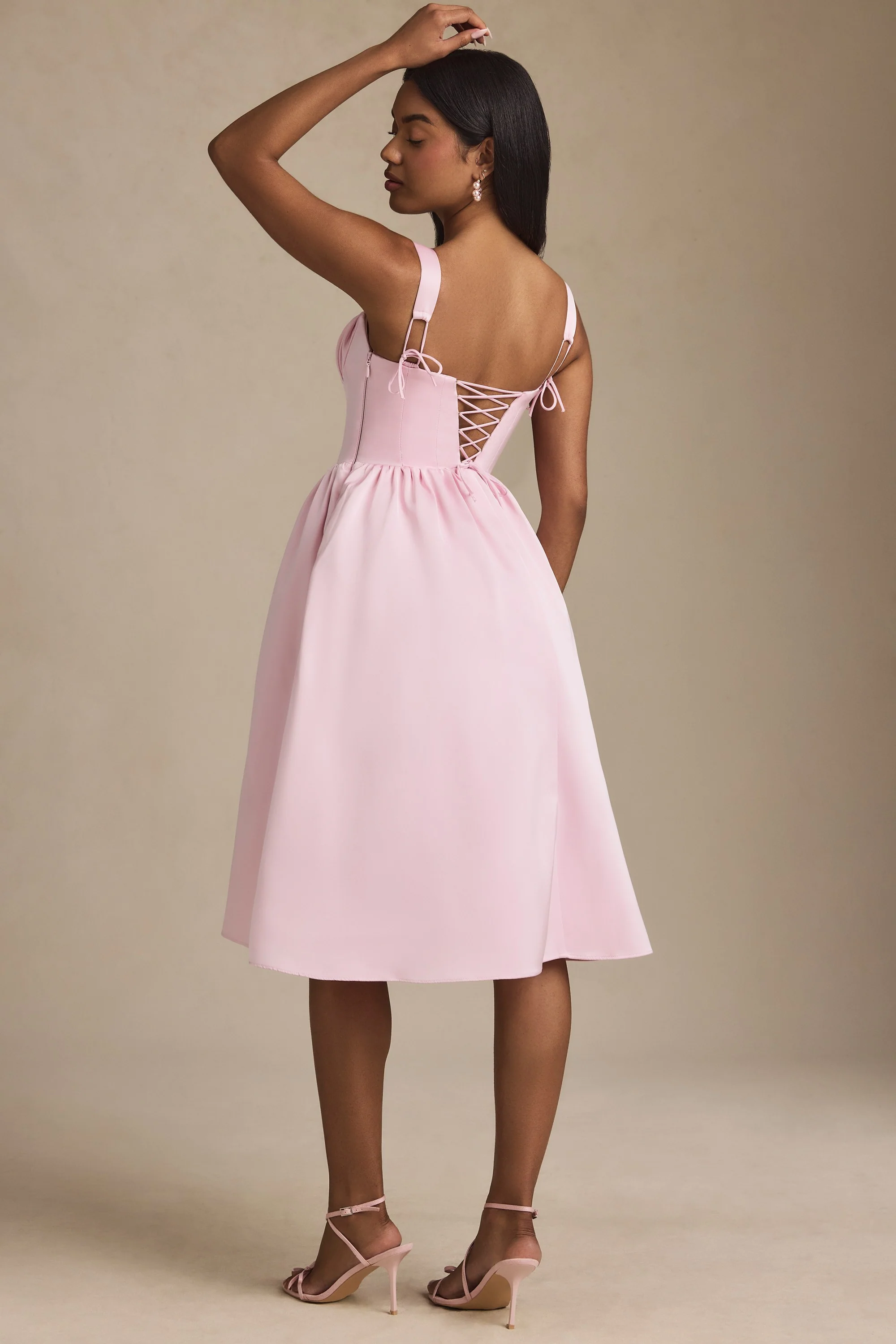 Draped Corset Midaxi Dress in Blush - EHAORUI