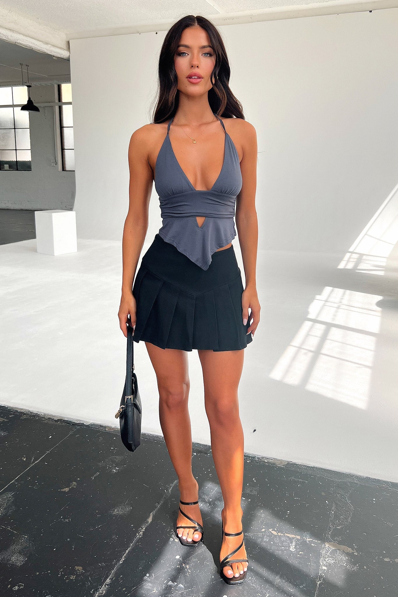 Calison Halter Crop - Charcoal - EHAORUI