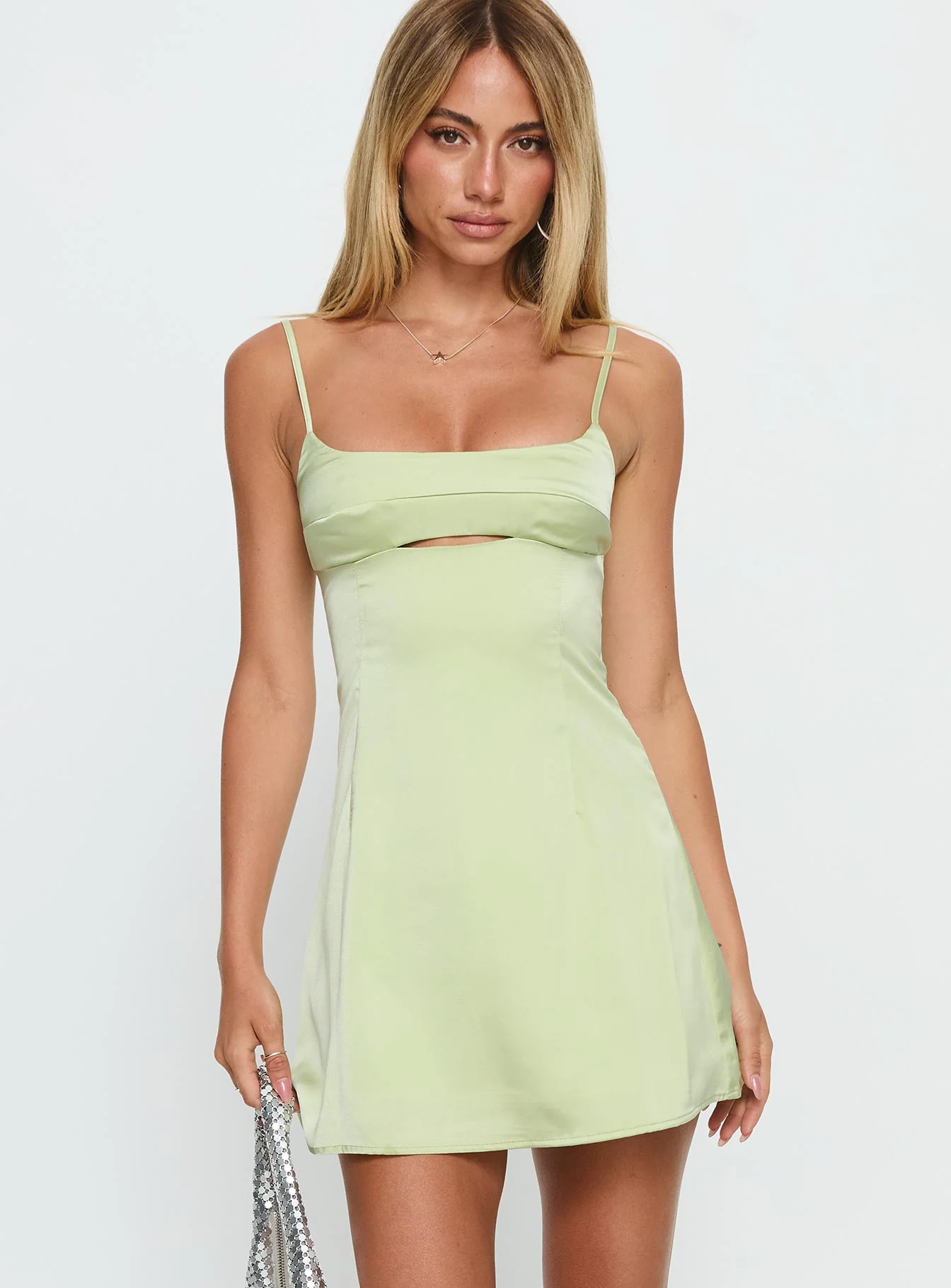 Powell Mini Dress Sage Green - EHAORUI