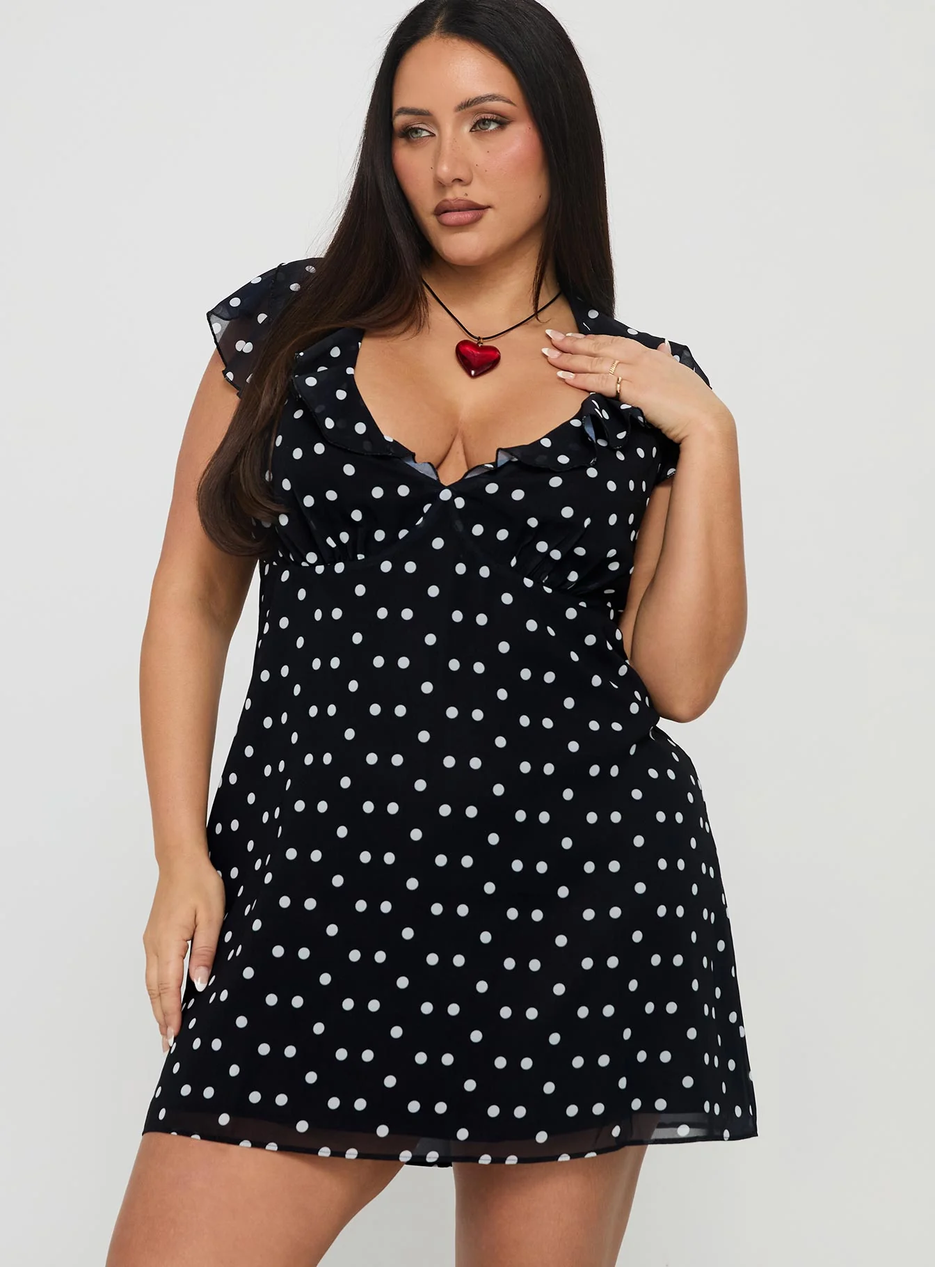 I Guess So Mini Dress Black Polka Dot Curve - EHAORUI