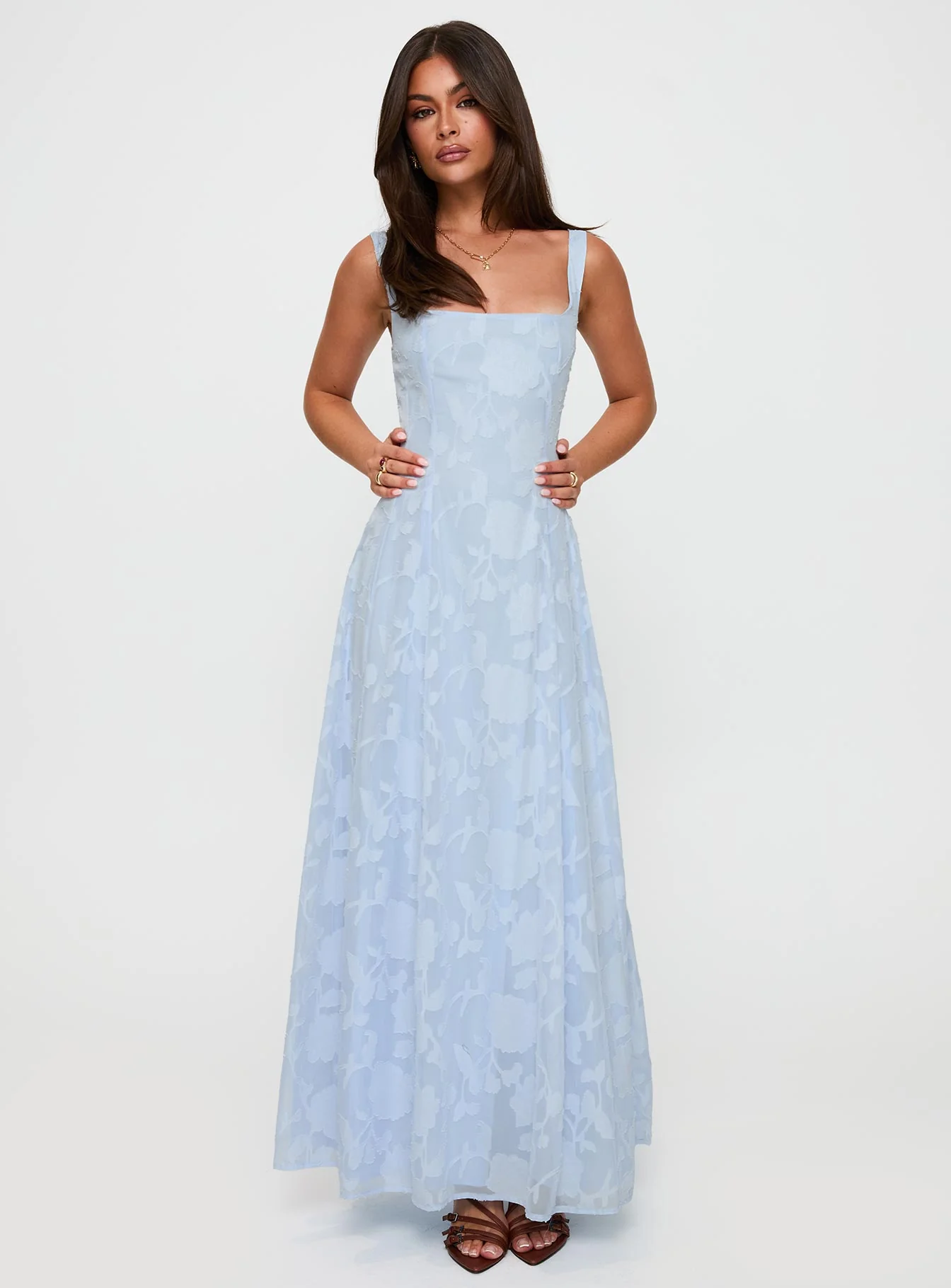 Margaux Burnout Maxi Dress Blue - EHAORUI