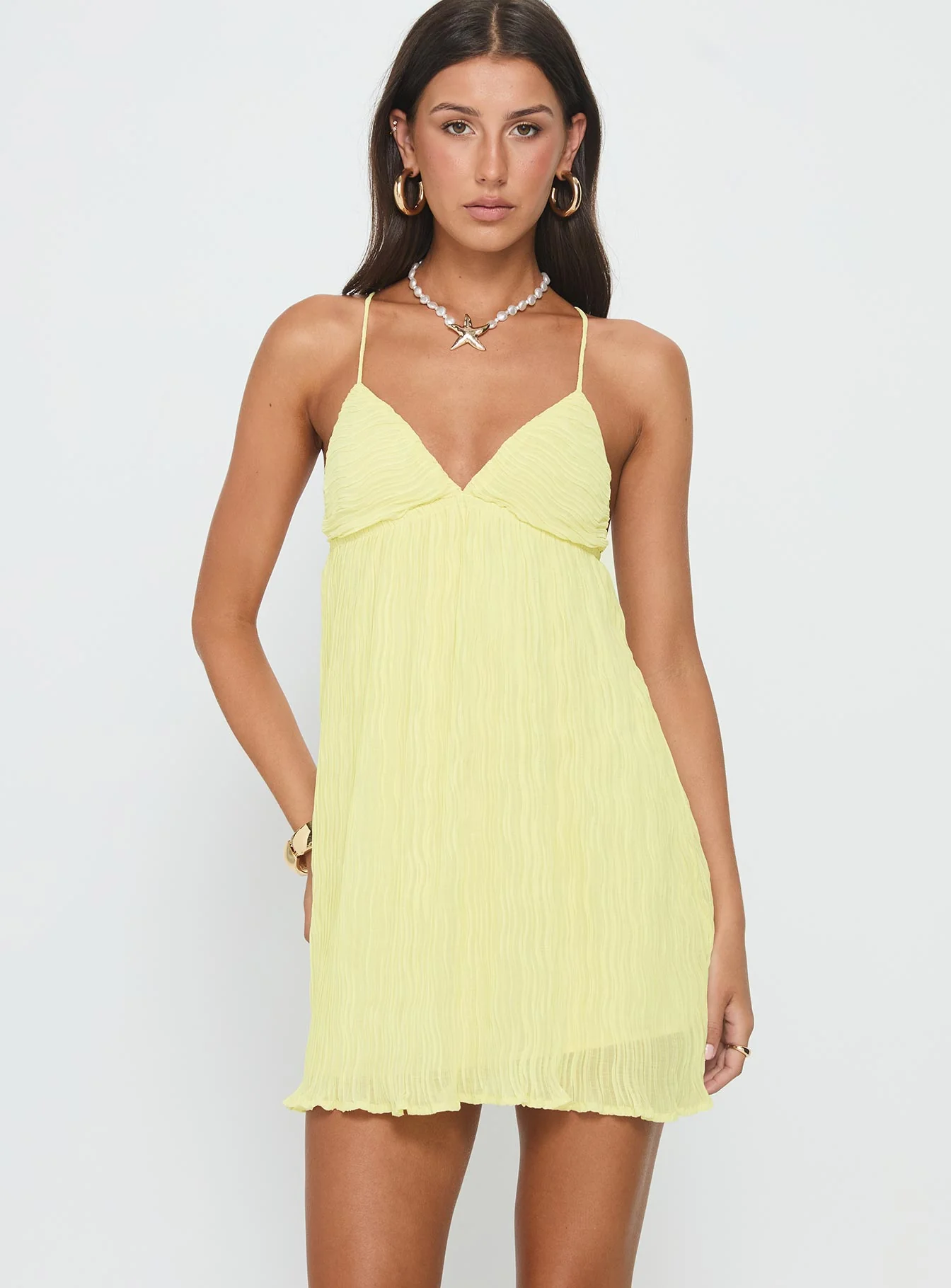 Matea Mini Dress Lemon - EHAORUI