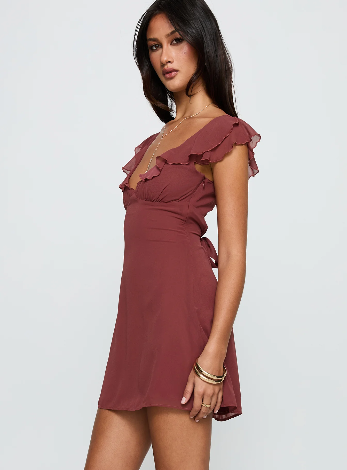 I Guess So Mini Dress Currant - EHAORUI