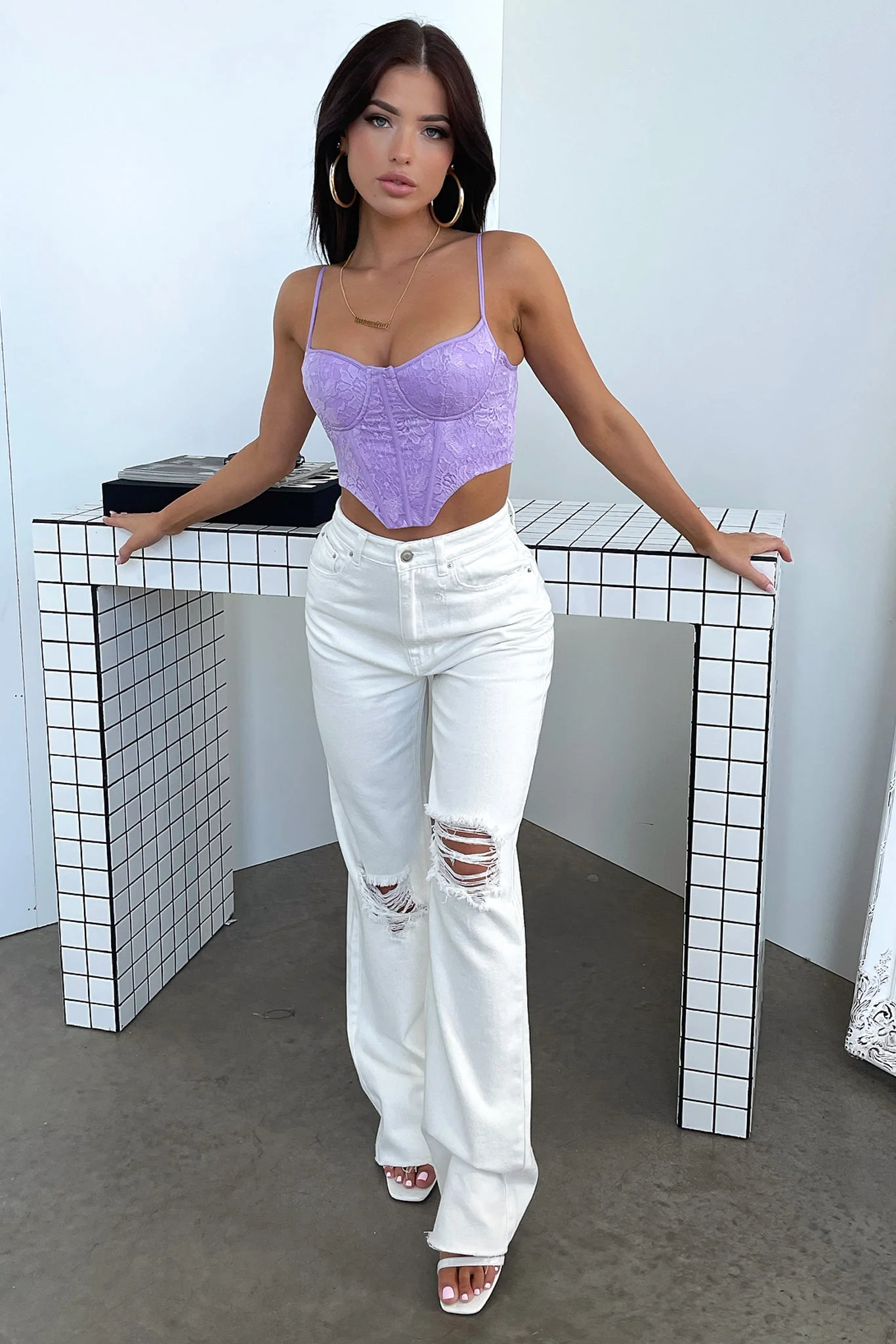 Marko Lace Corset - Lilac - GUERYA