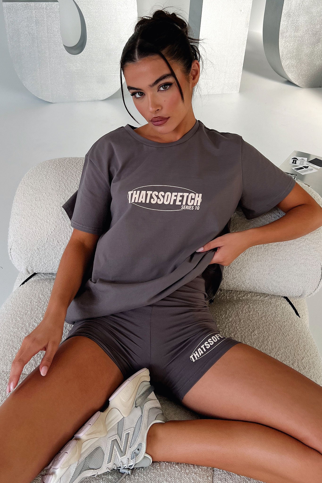 Series 10 Oversized Tee - Charcoal/Beige - GUERYA