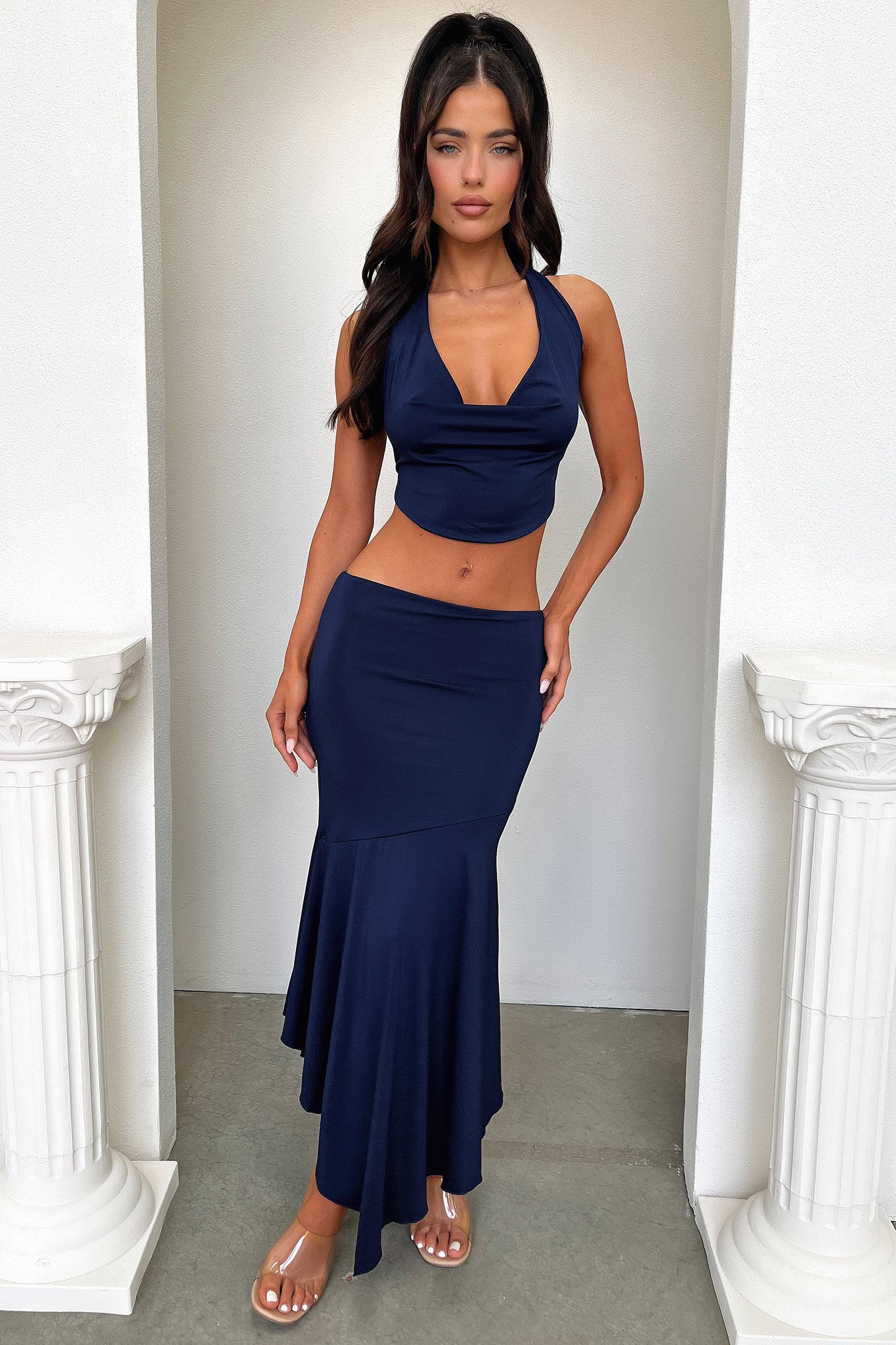 Aida Maxi Skirt - Navy - GUERYA