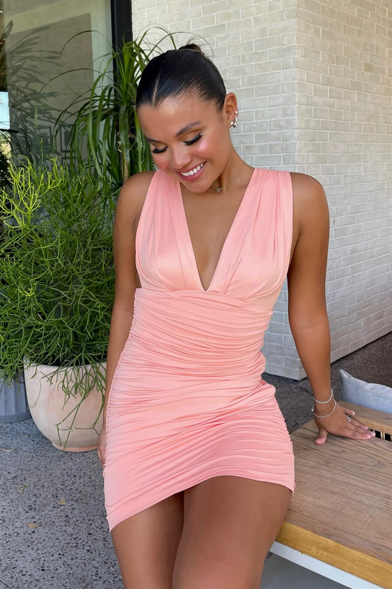 Trixie Dress - Peach - GUERYA