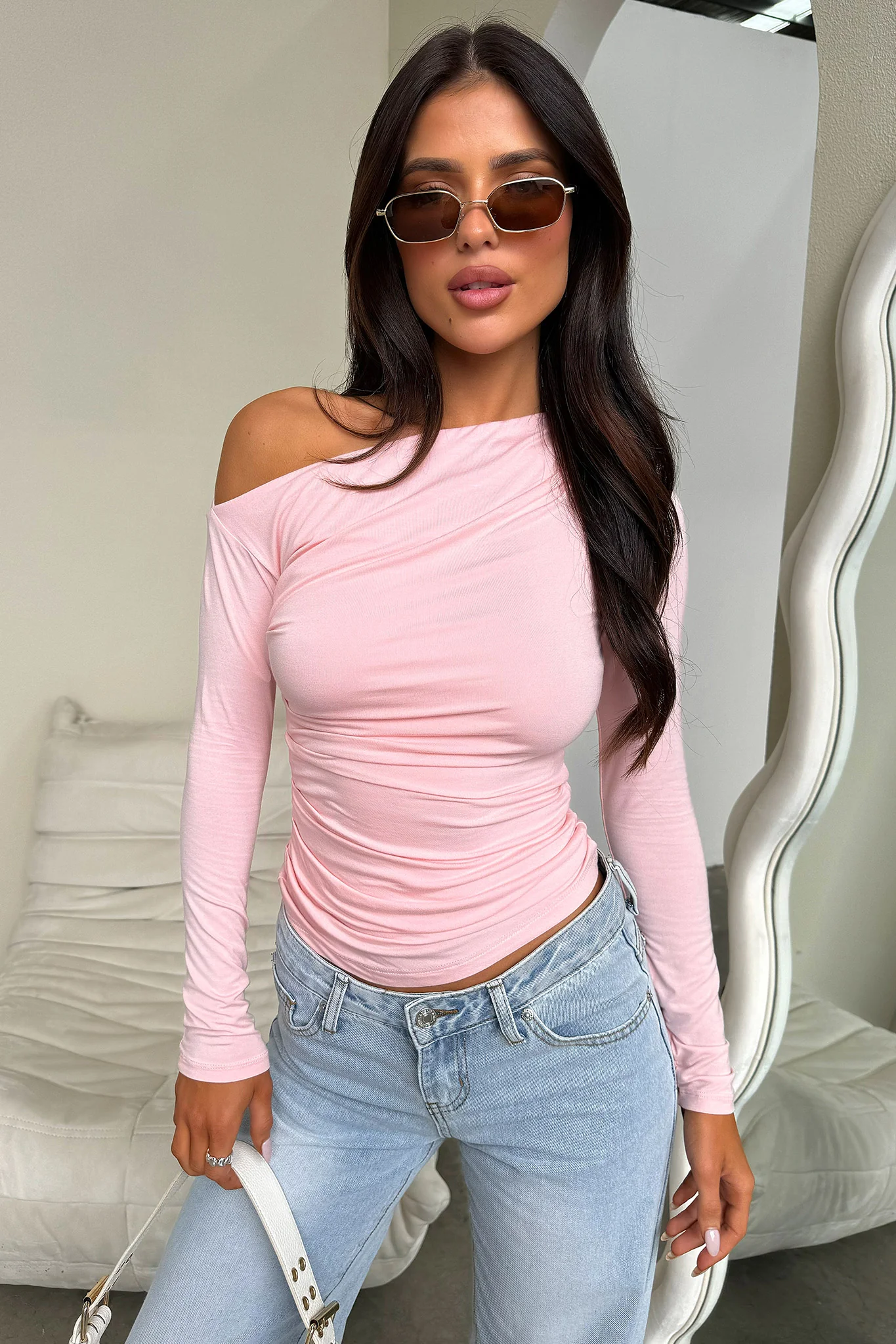 Vitani Long Sleeve Top - Pink - GUERYA