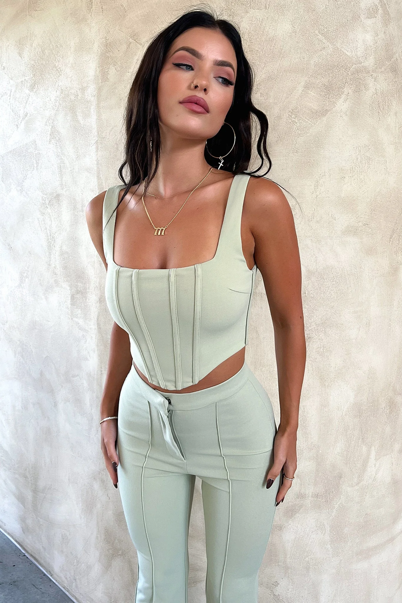 Token Corset Top - Sage - GUERYA