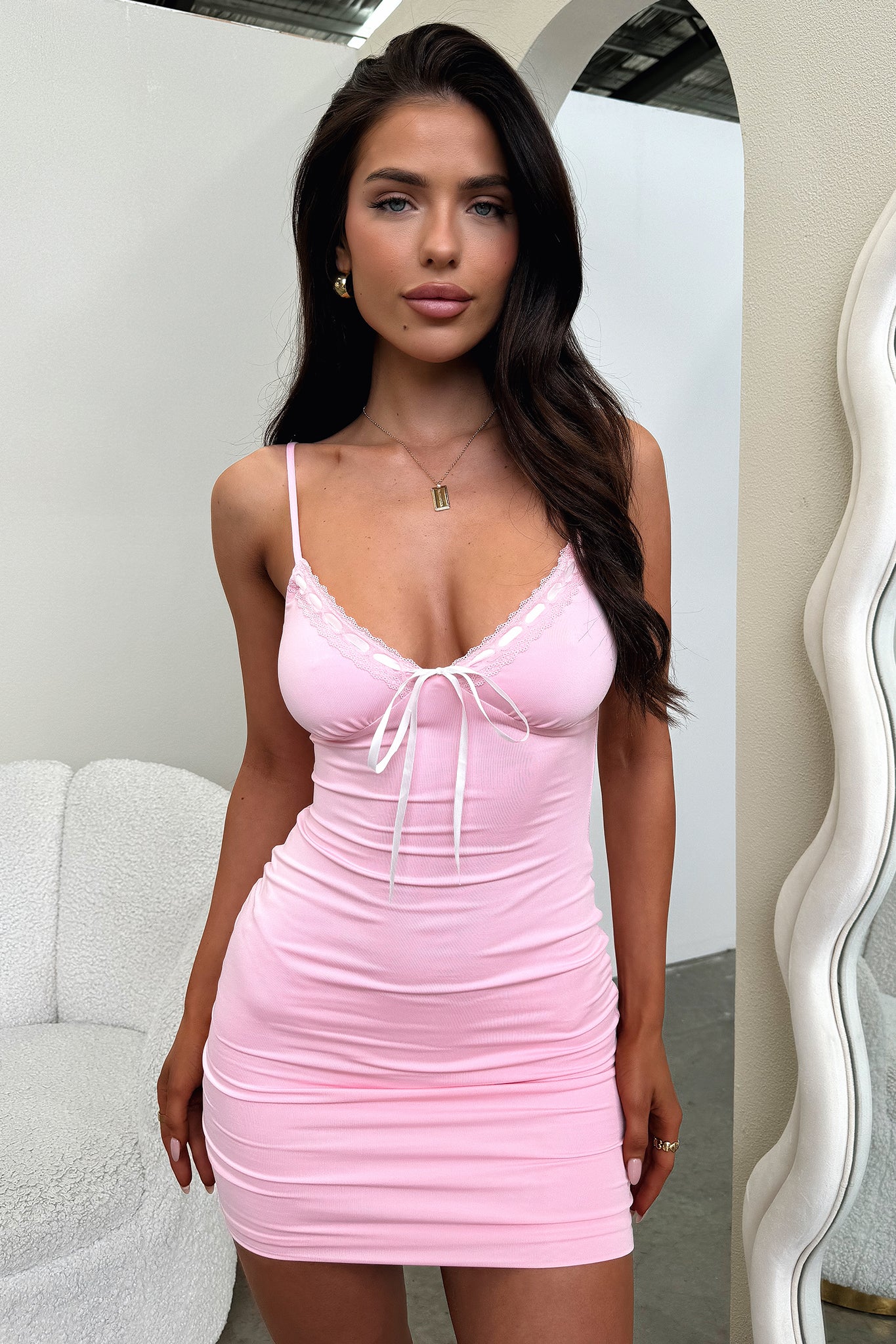 Jaylah Mini Dress - Baby Pink - GUERYA