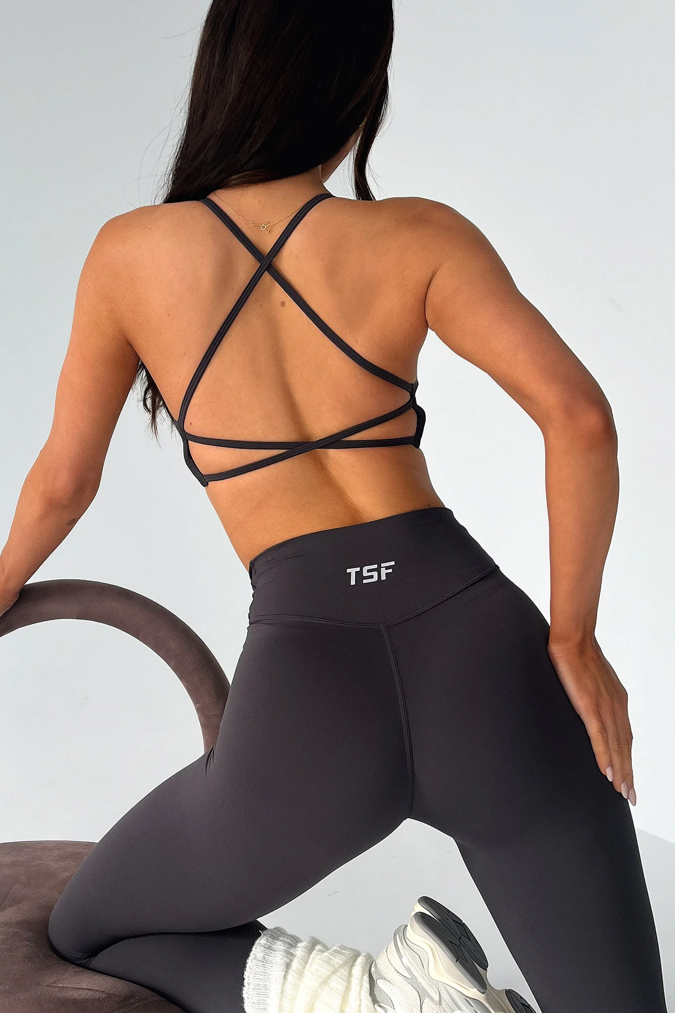 Kamari Open Back Sports Bra - Grey - GUERYA