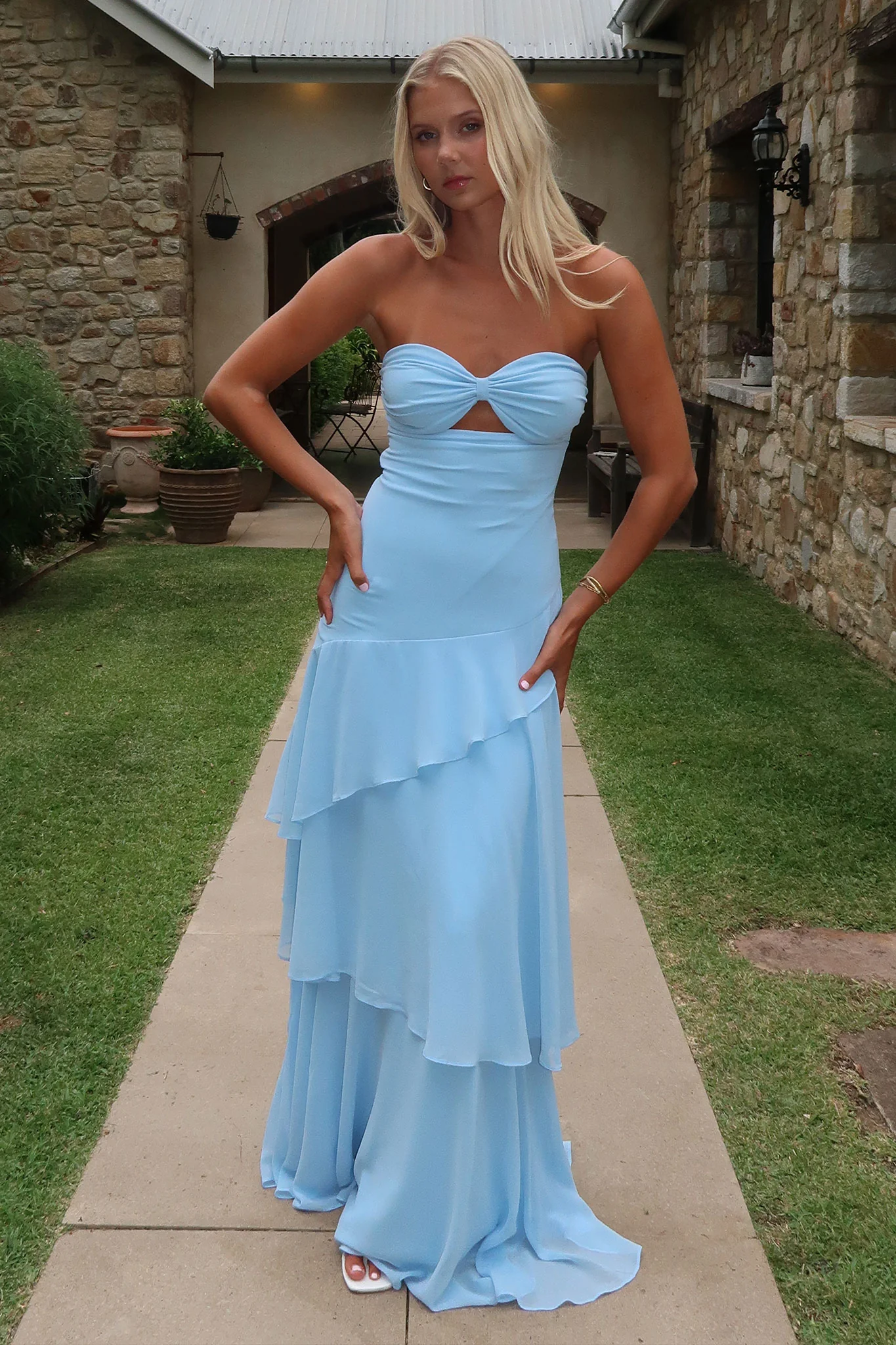 Gretta Strapless Maxi Dress - Blue - GUERYA