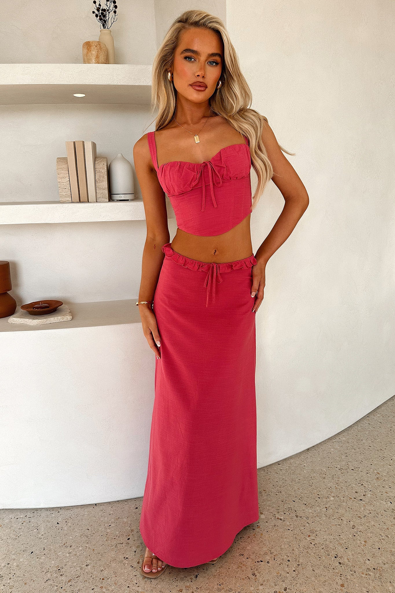 Nakia Maxi Skirt - Pink - GUERYA