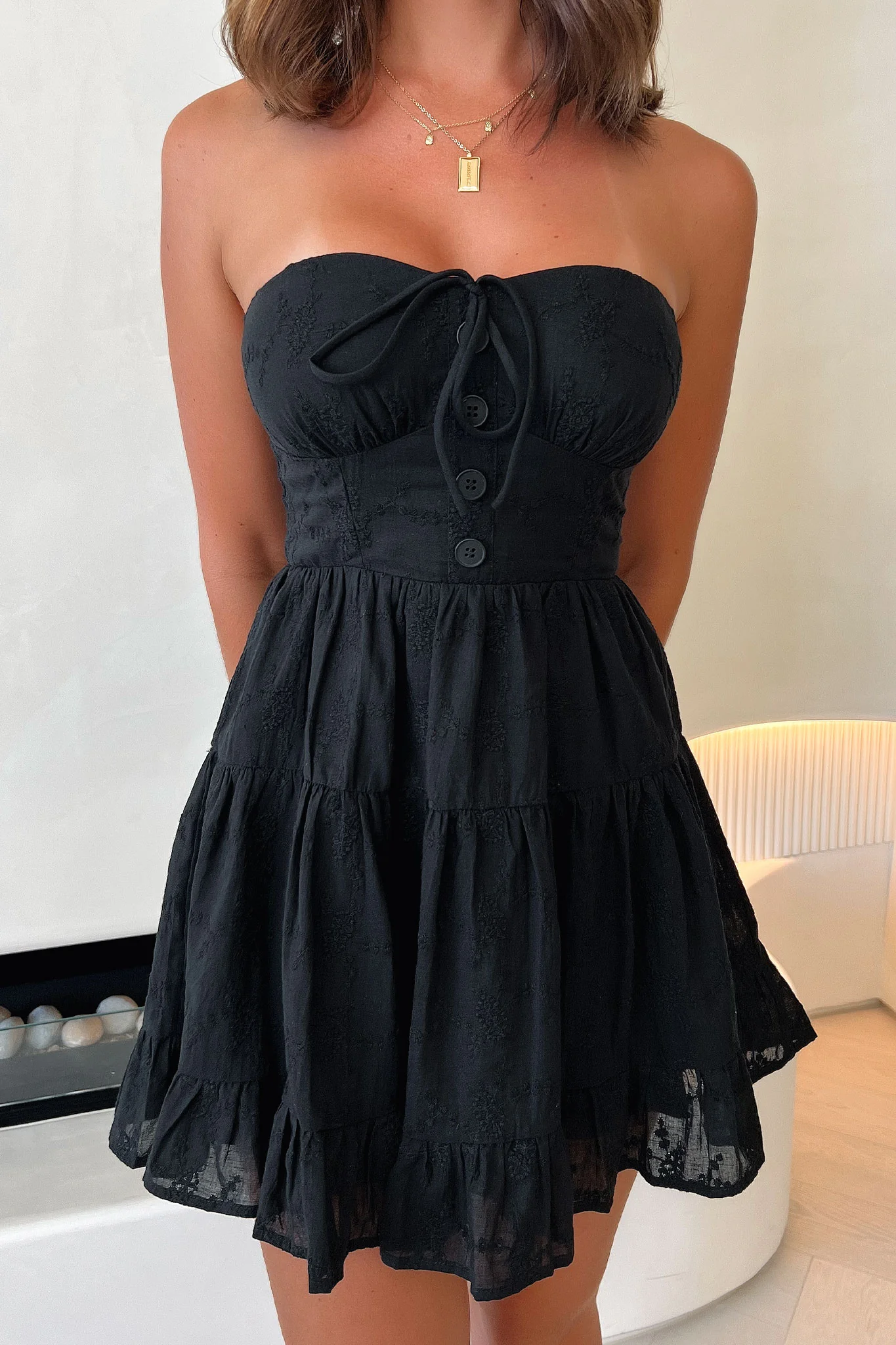 Ruby Strapless Mini Dress - Black - GUERYA
