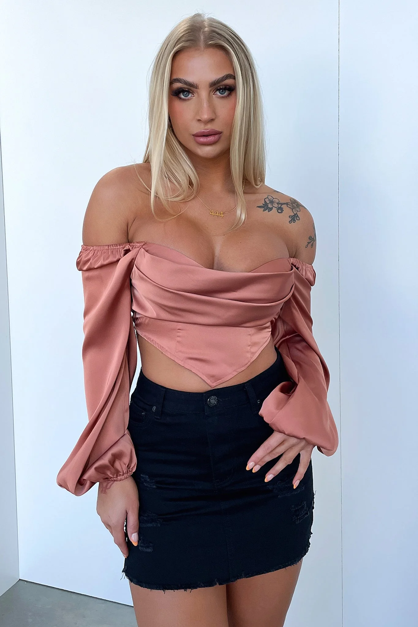 Dargon Denim Skirt - Black - GUERYA