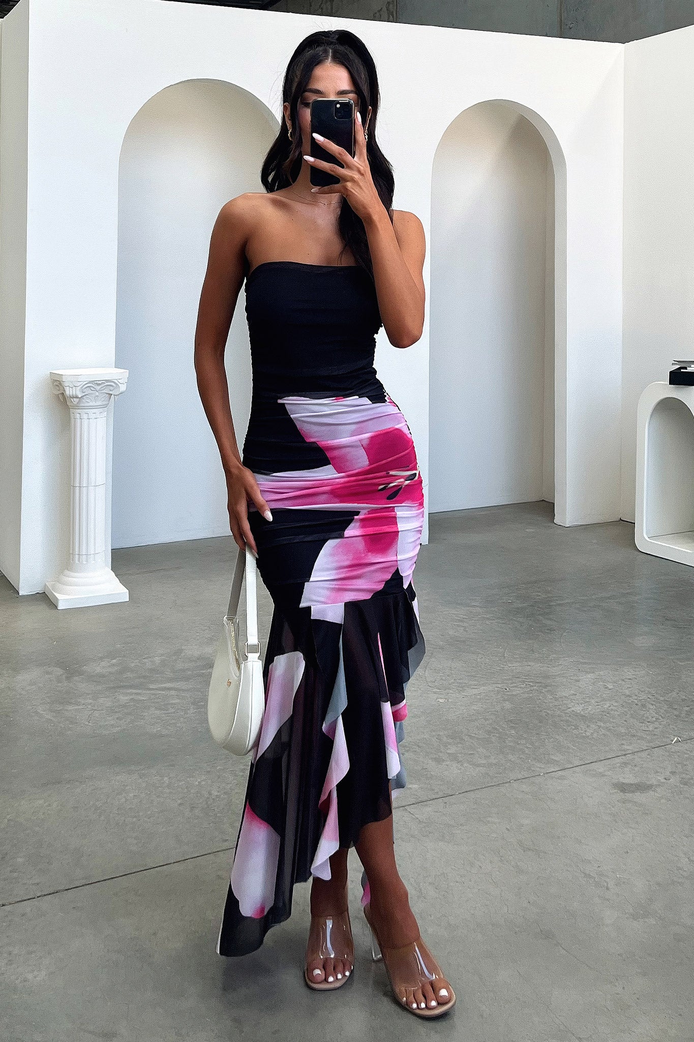 Alrita Strapless Midi Dress - Black - GUERYA