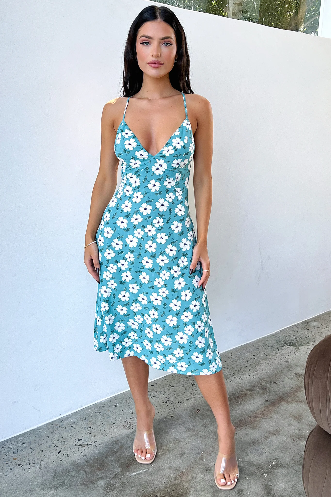 Harmony Midi Dress - Green Floral - GUERYA