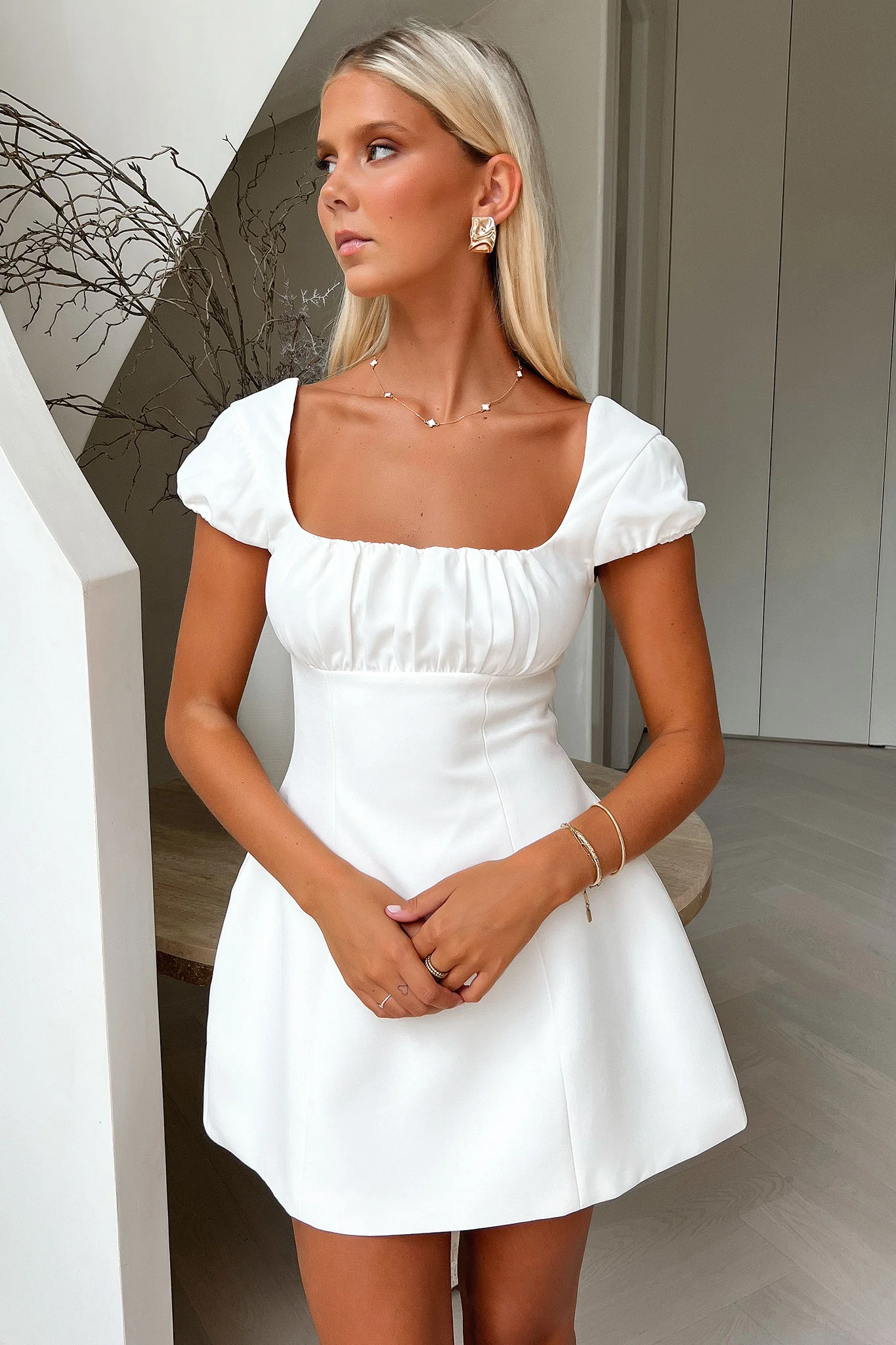 Arlette Mini Dress - White - GUERYA