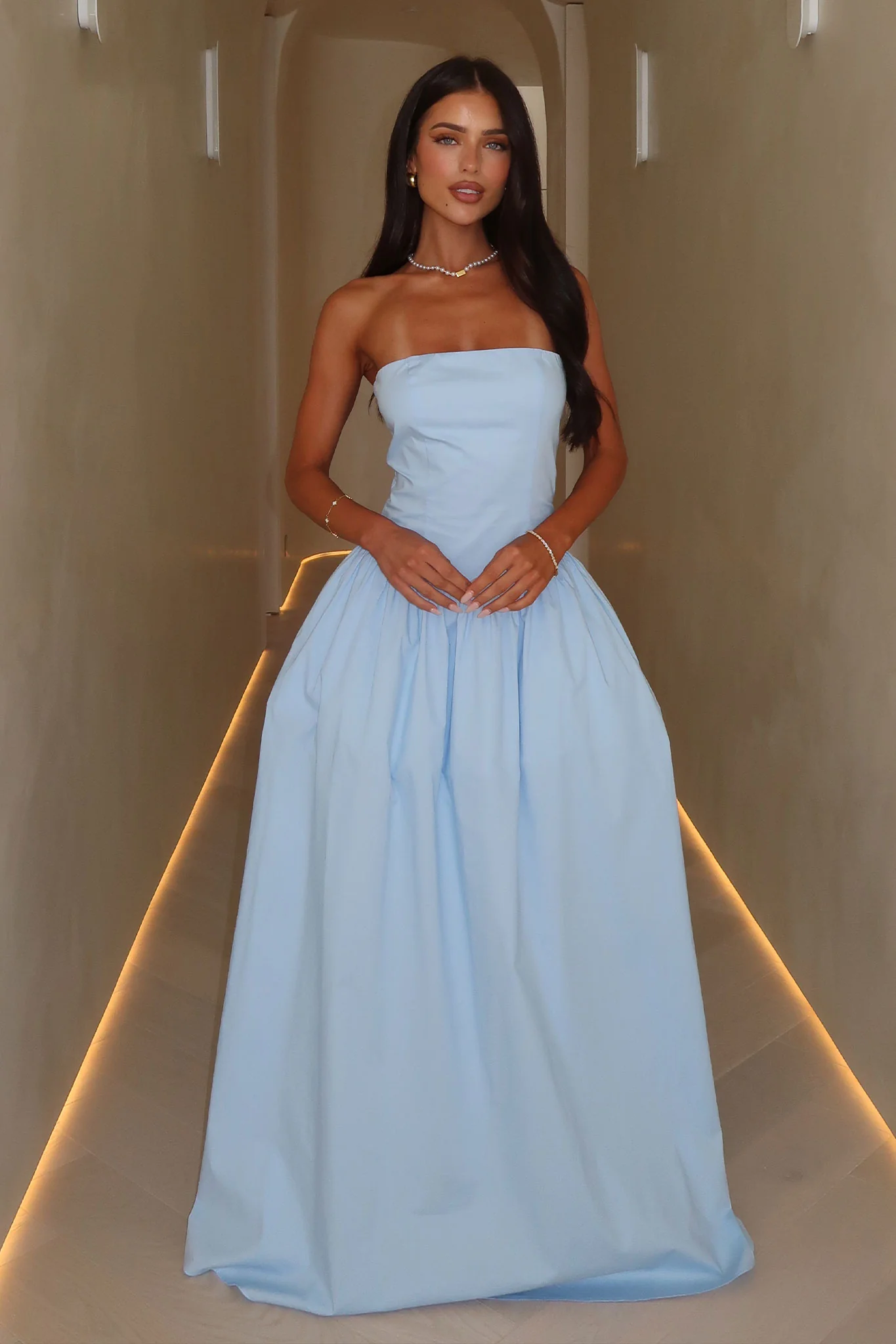 Iridessa Strapless Maxi Dress - Baby Blue - GUERYA