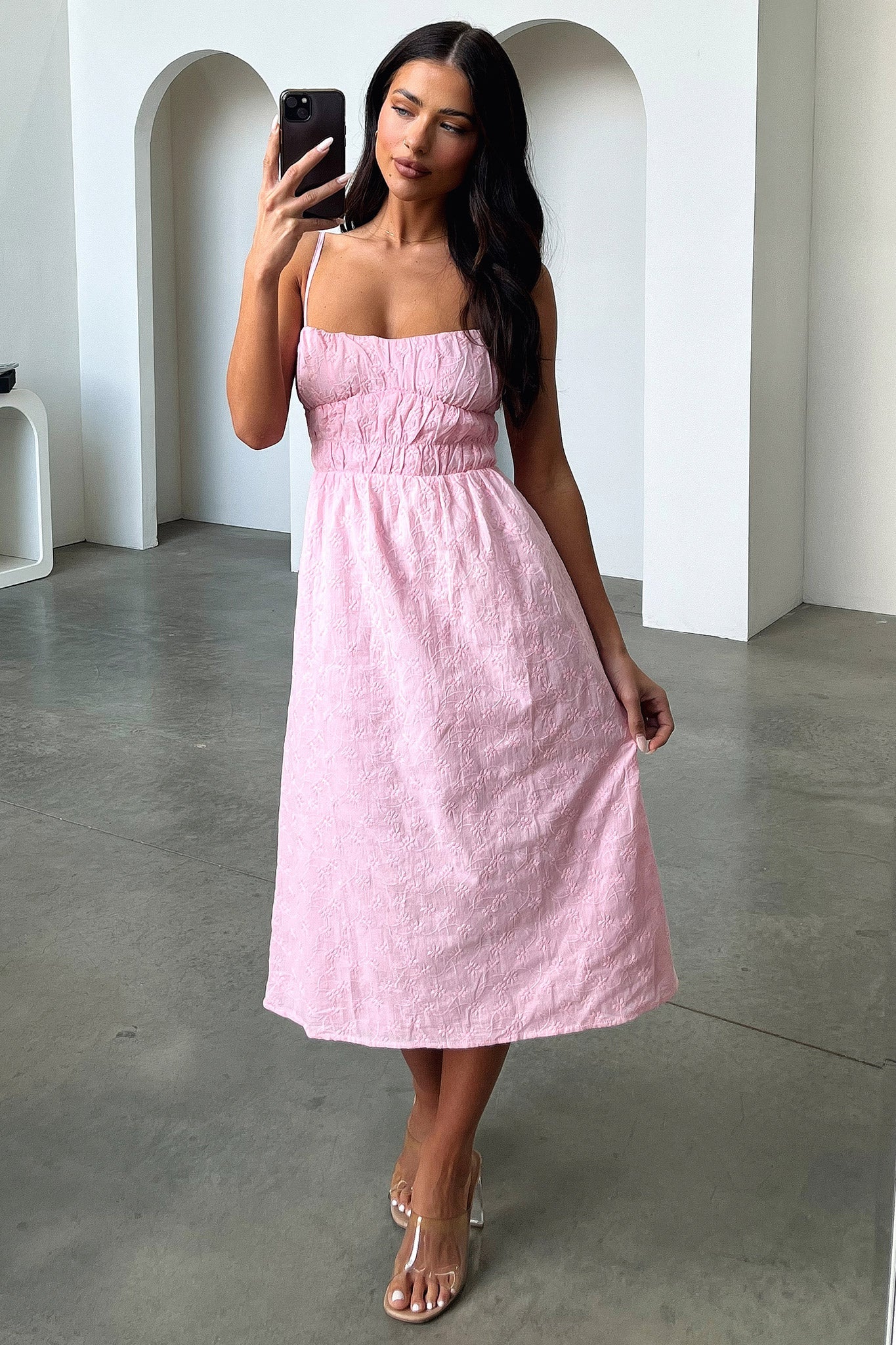 Mik Midi Dress - Pink - GUERYA