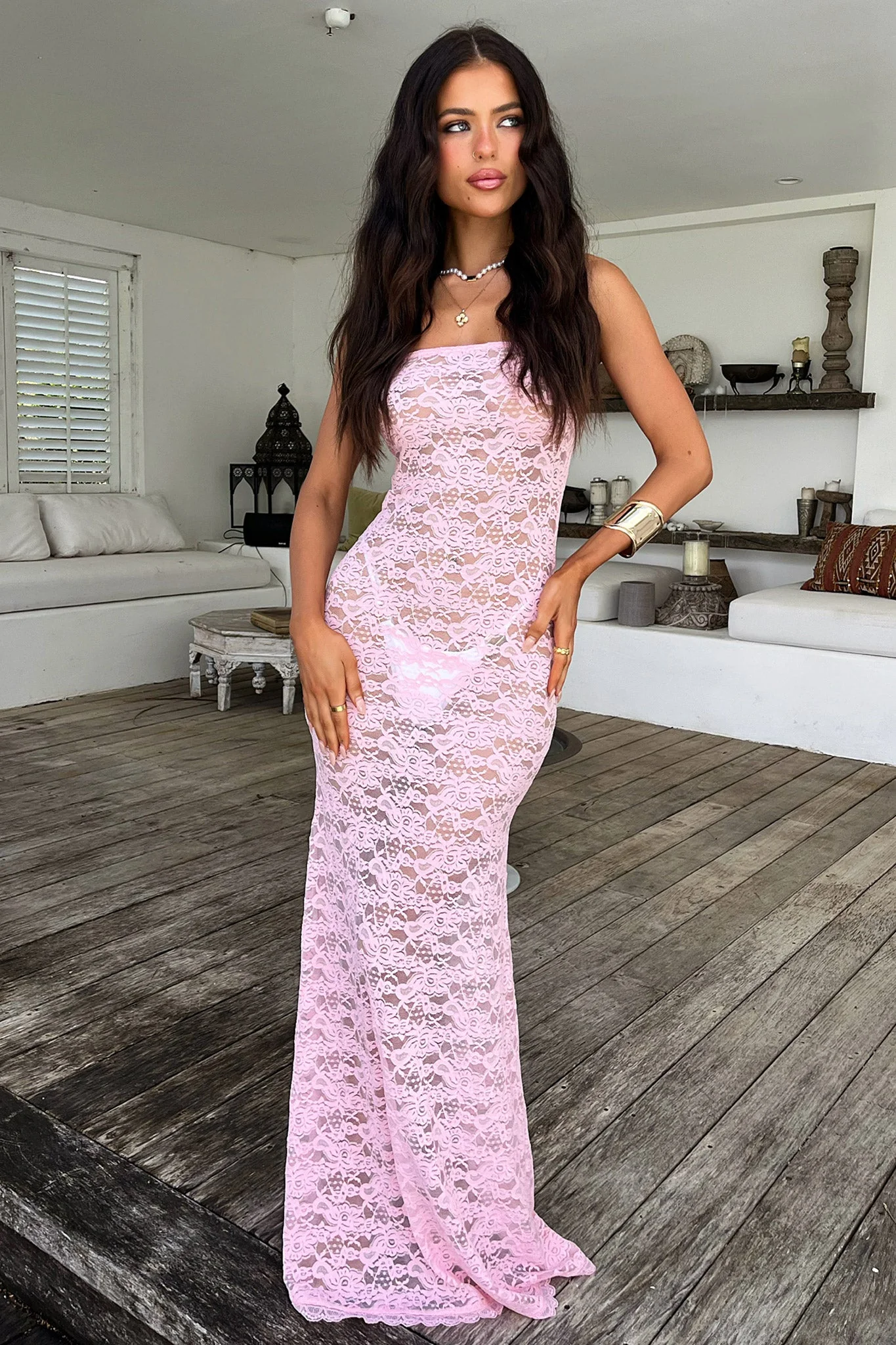 Veradi Maxi Dress - Baby Pink - GUERYA