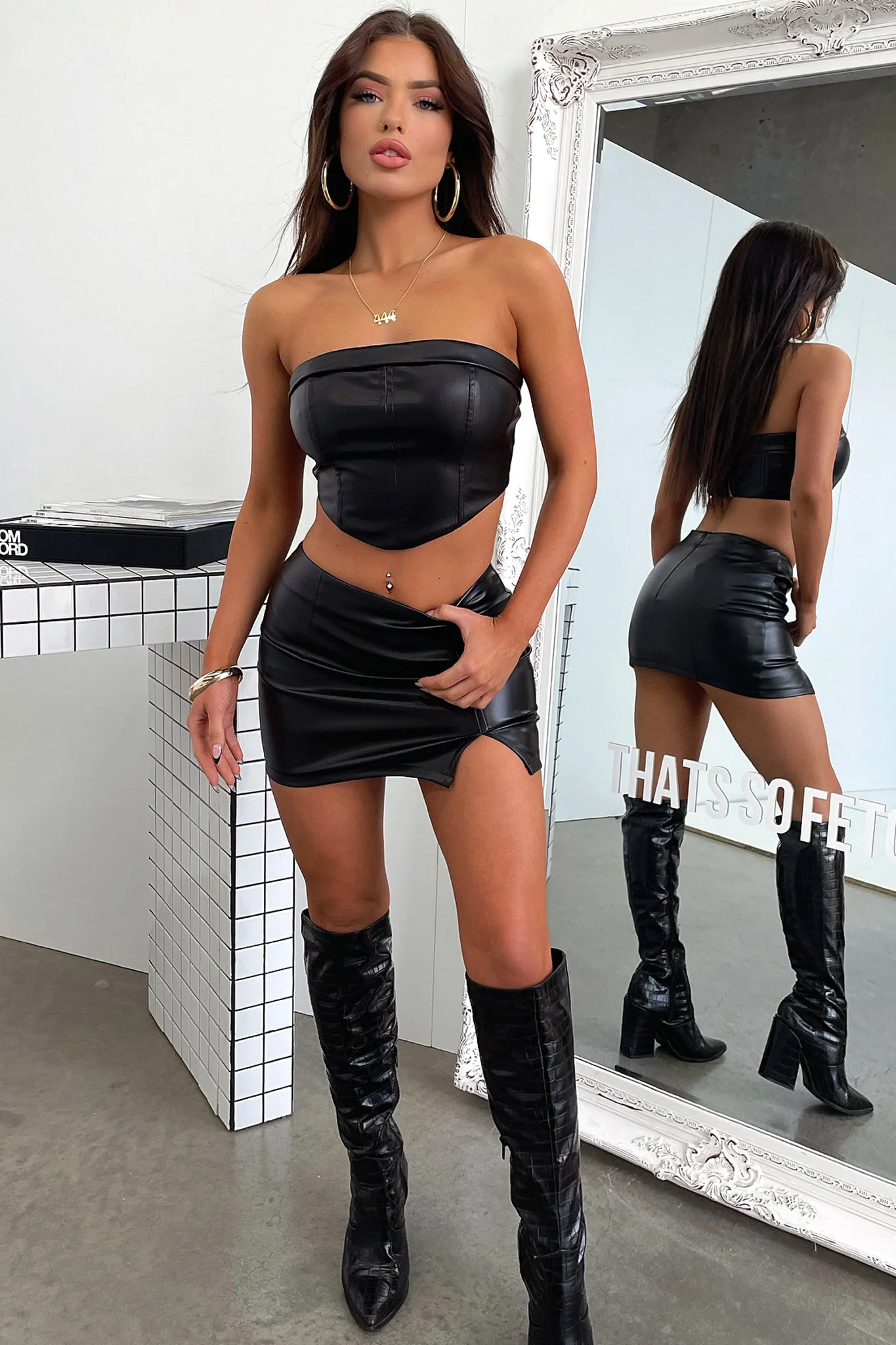 Marin Skirt - Black PU - GUERYA