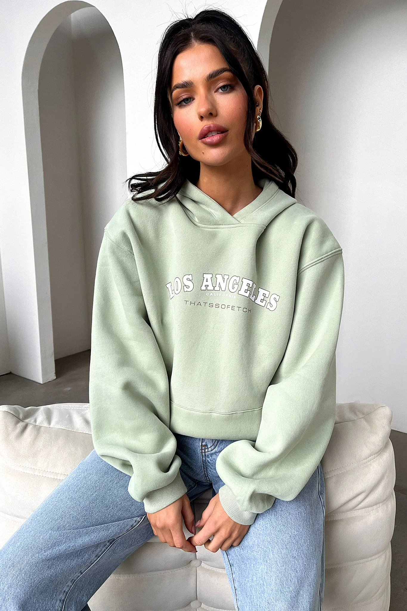 Los Angeles Hoodie - Sage - GUERYA