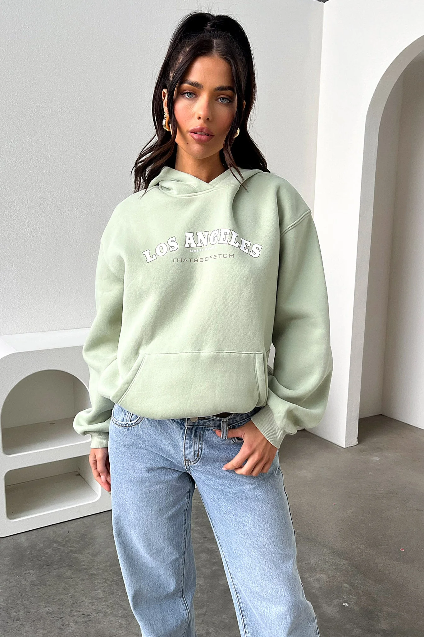 Los Angeles Hoodie - Sage - GUERYA