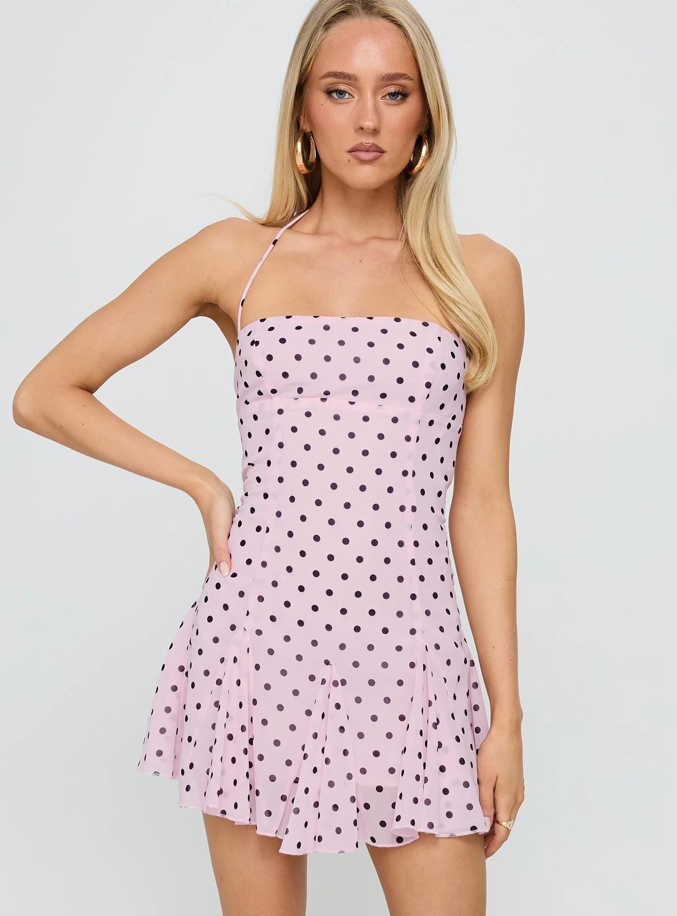 Delamere Mini Dress Pink / Black Polka - GUERYA