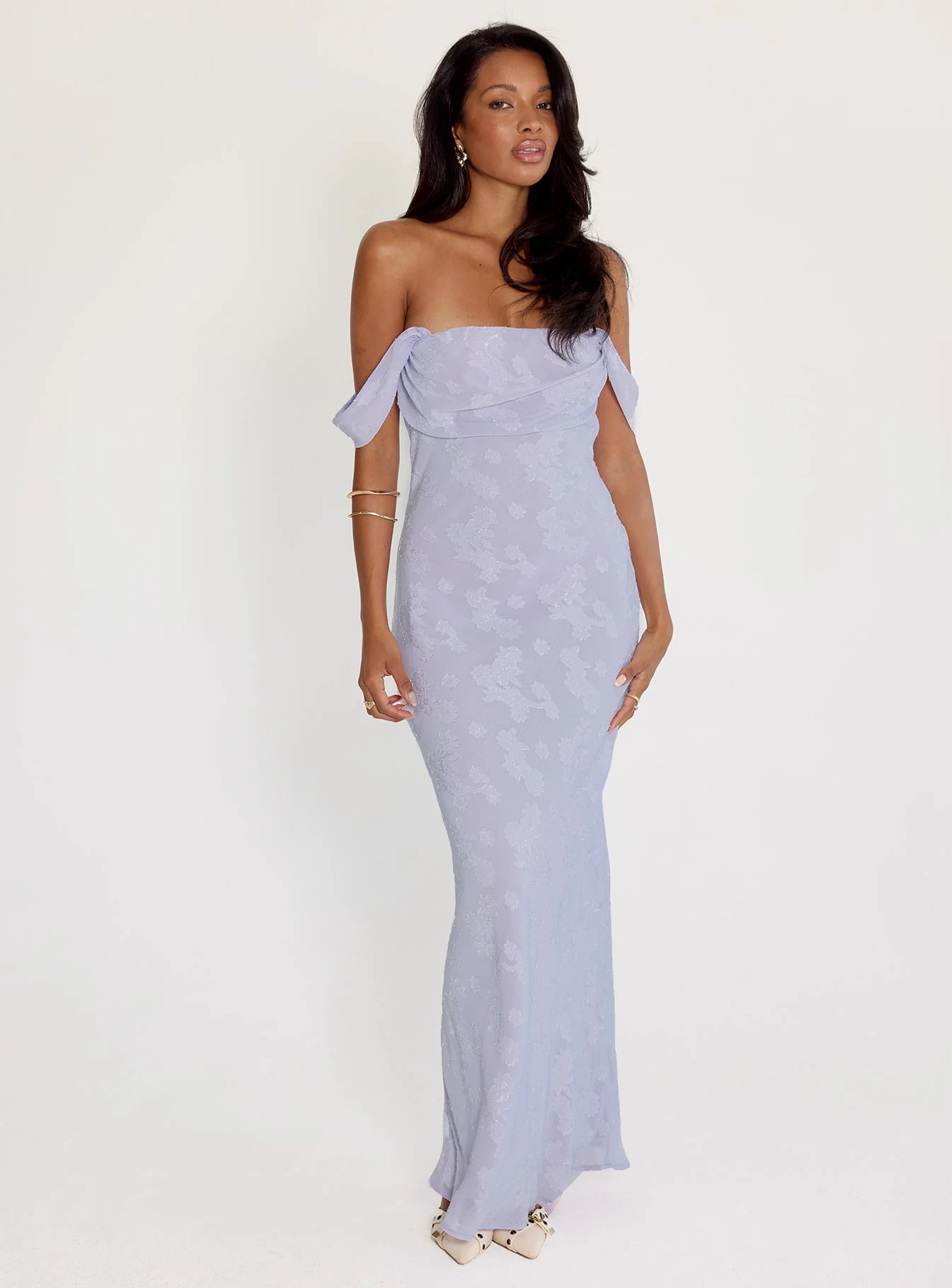 Azura Off The Shoulder Maxi Dress Lilac - GUERYA