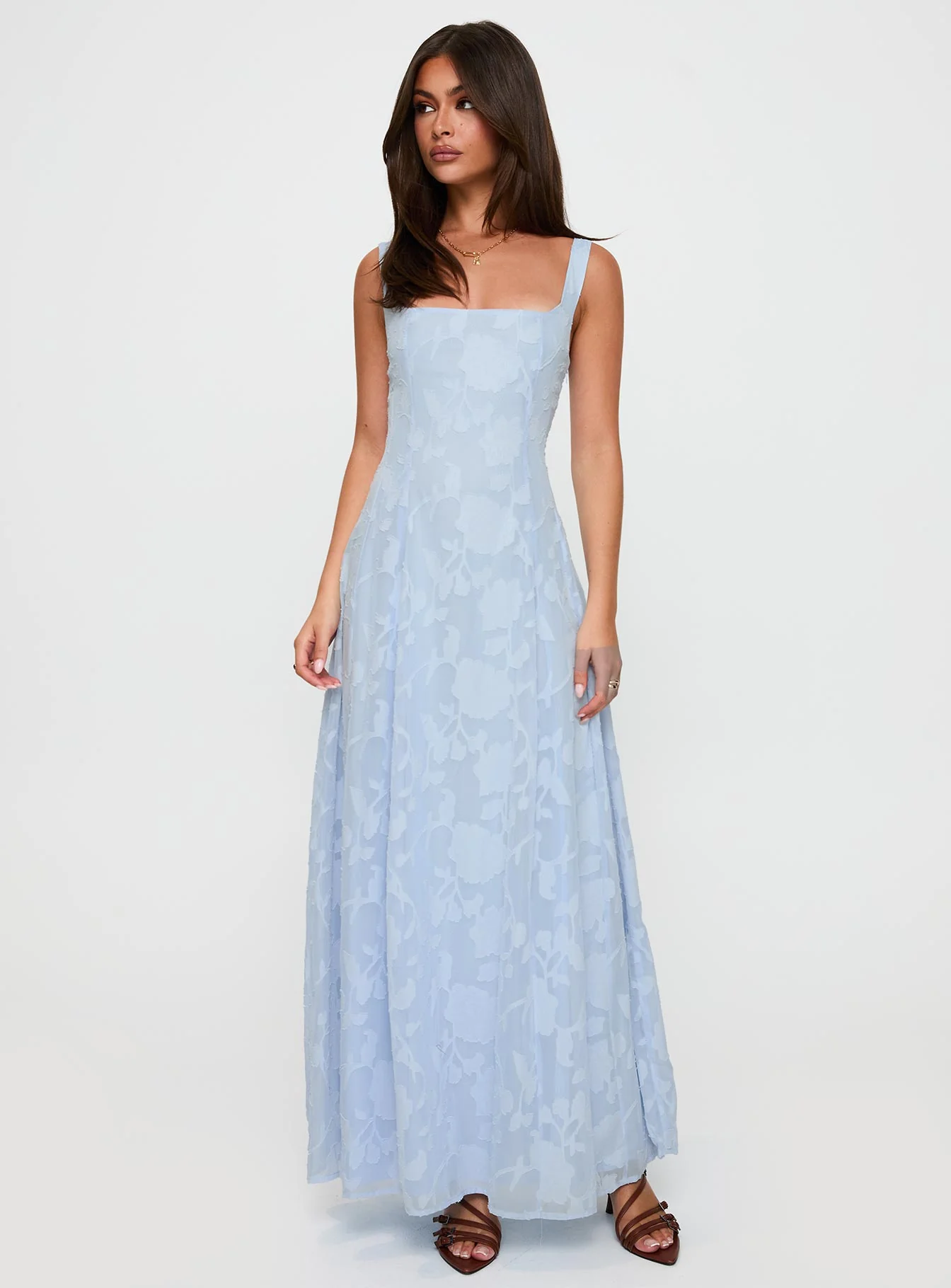 Margaux Burnout Maxi Dress Blue - GUERYA