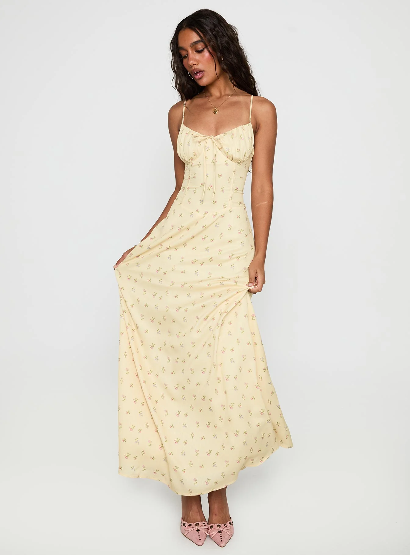 Members Only Maxi Dress Yellow Floral - GUERYA