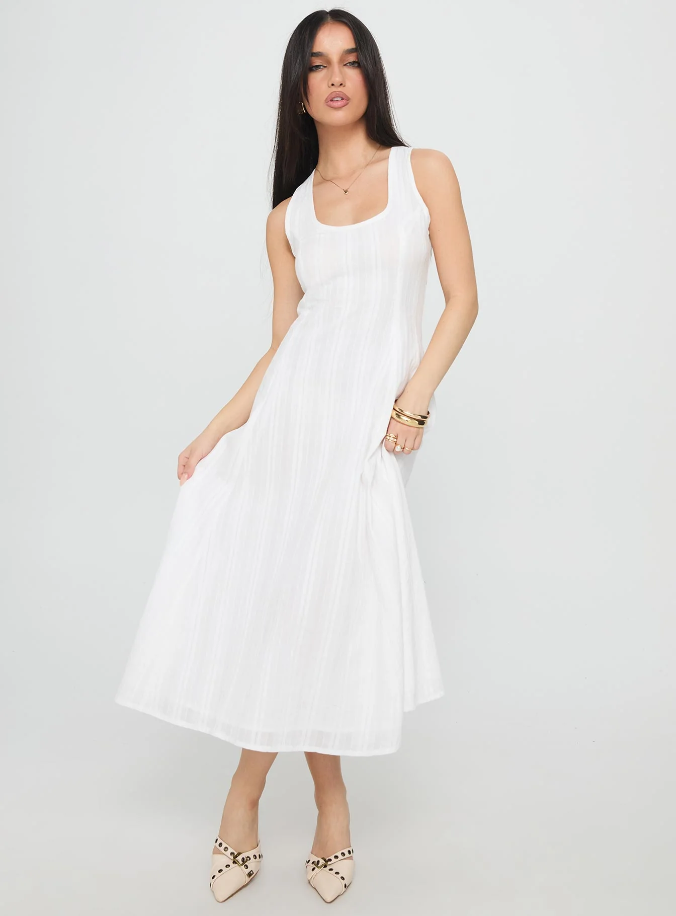 Forever Loved Panelled Midi Dress White - GUERYA