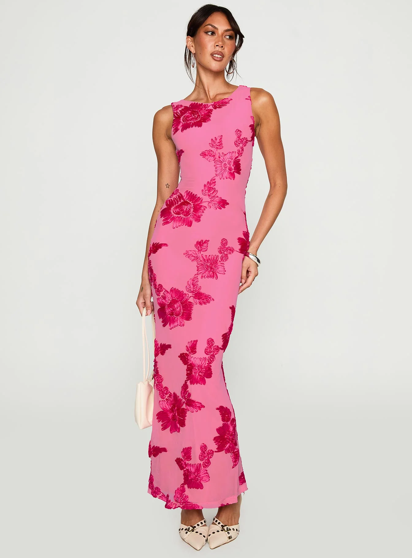 Fionna Floral Maxi Dress Pink - GUERYA