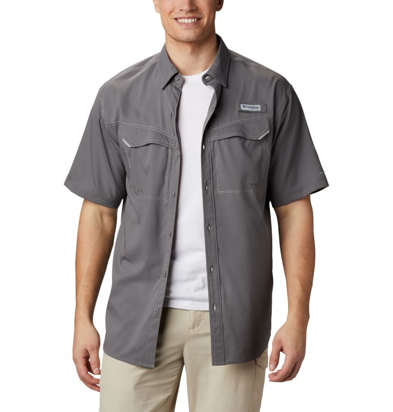 Navy Men's Columbia PFG Low Drag Offshore Shirts | GQZFXV-240 - Columbia Outlet Online
