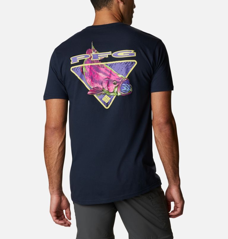 Navy Men's Columbia PFG T-Shirt | PVRZGT-931 - Columbia Outlet Online